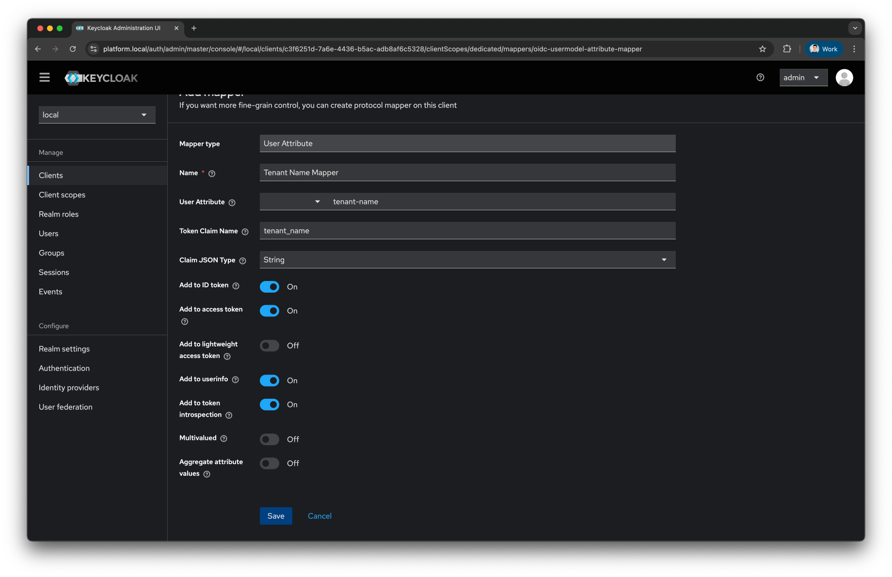 Keycloak Tenant Name Mapper