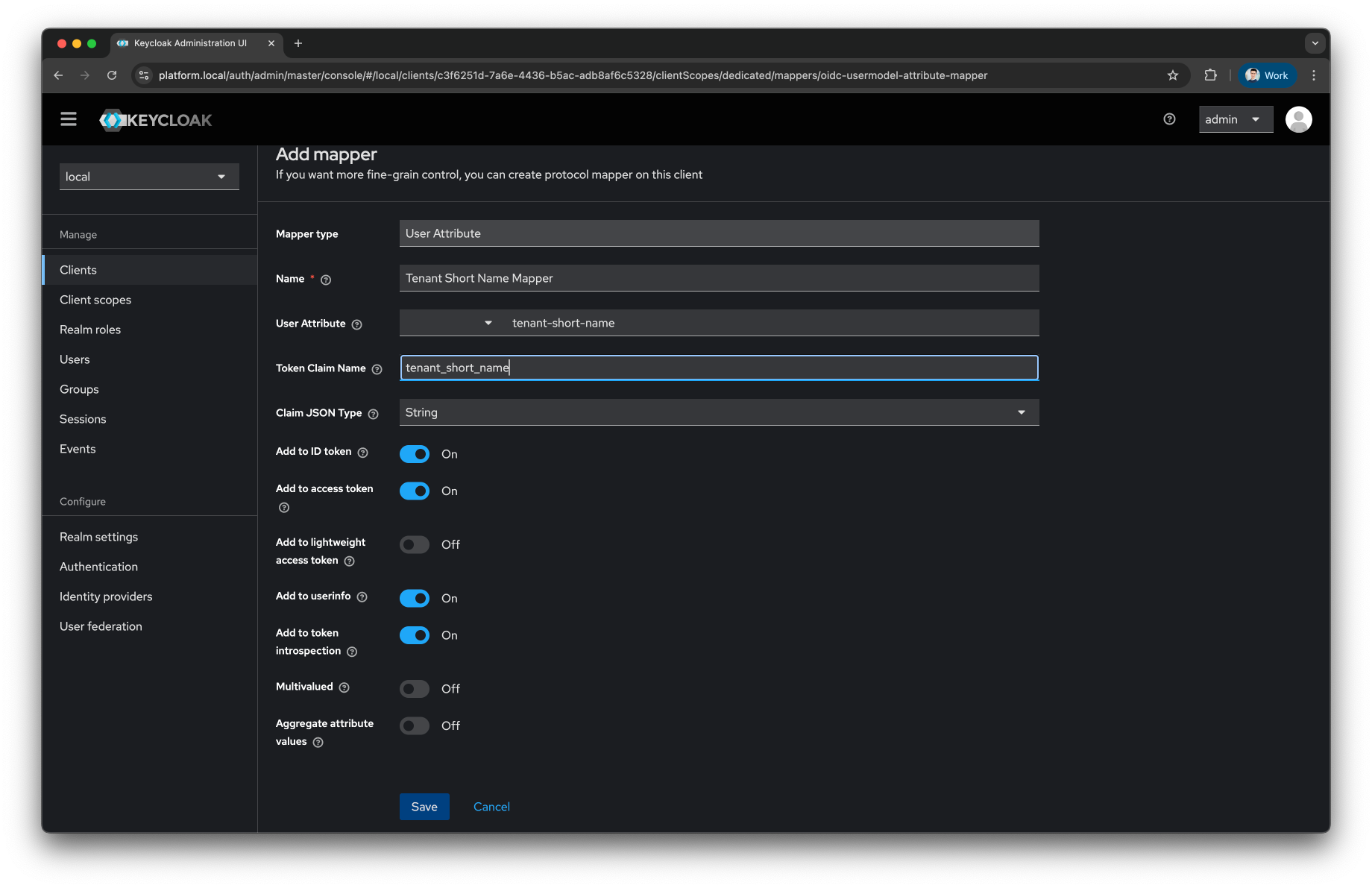 Keycloak Tenant ShortName Mapper