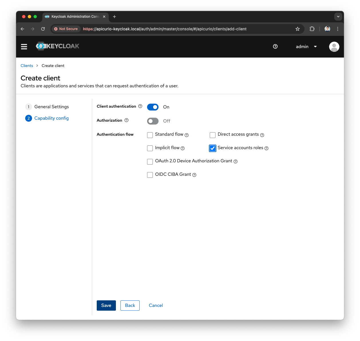 Keycloak Create Apicurio-API Client capability config