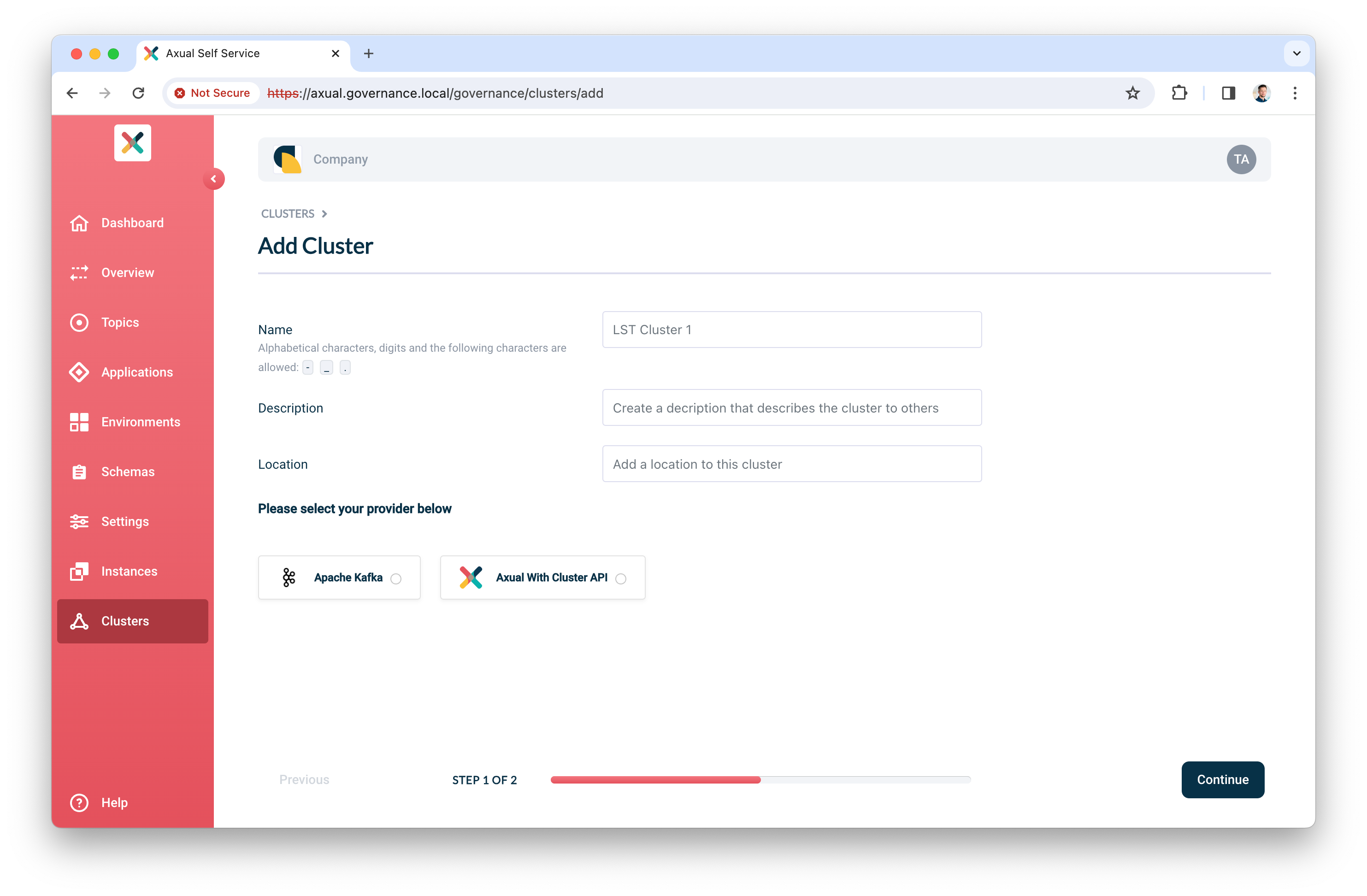 Axual Governance - adding a cluster-1