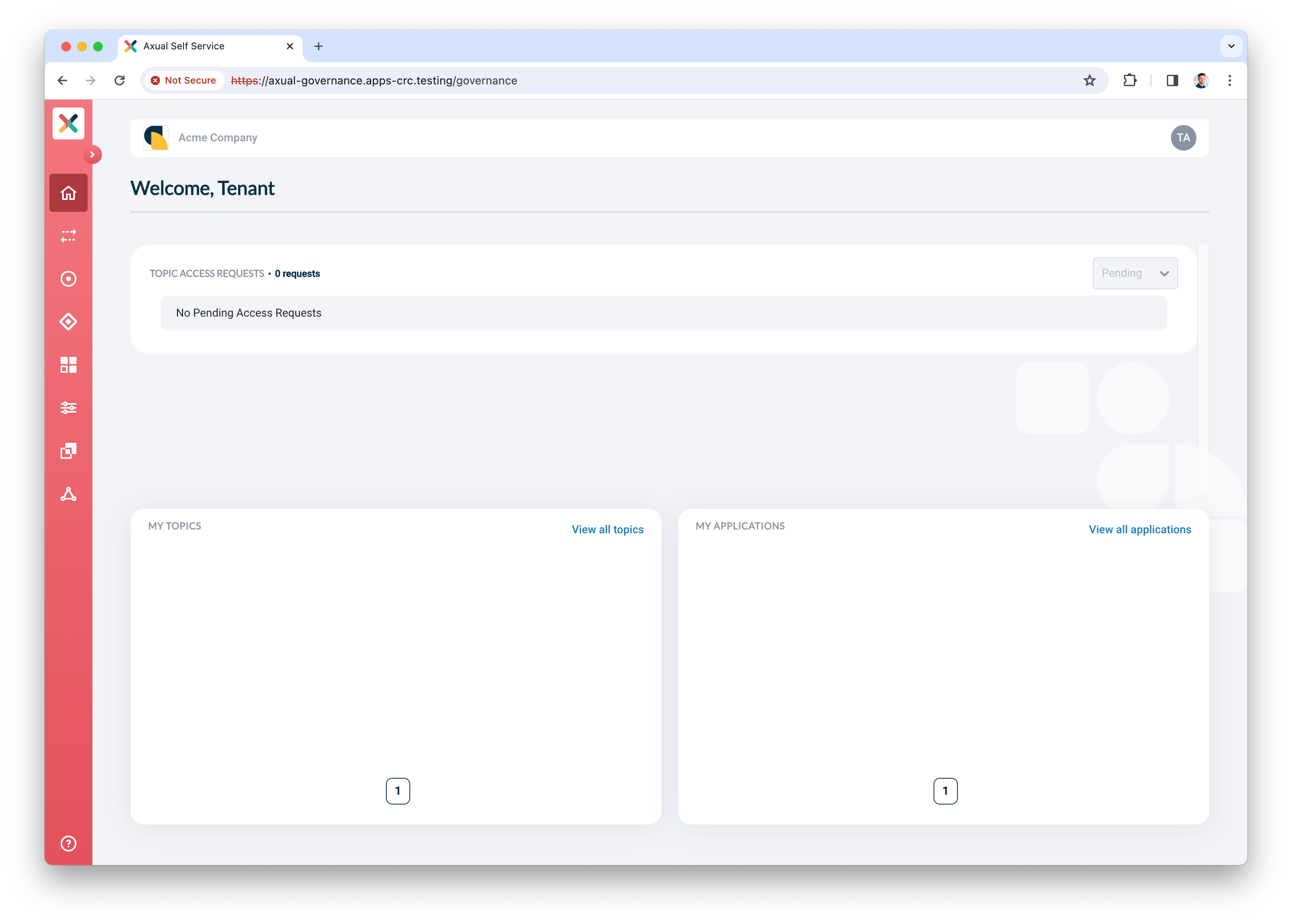 Axual Governance - dashboard (OpenShift)