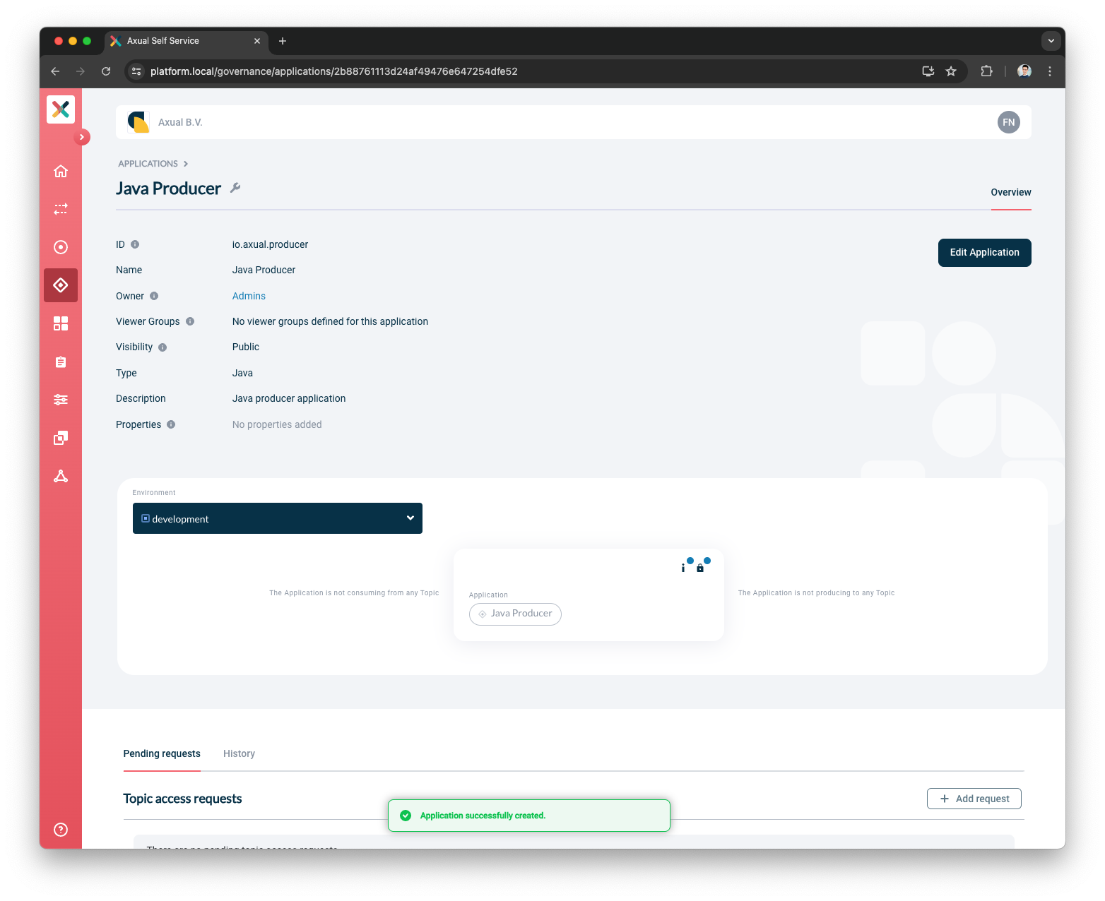 Self-Service Application created