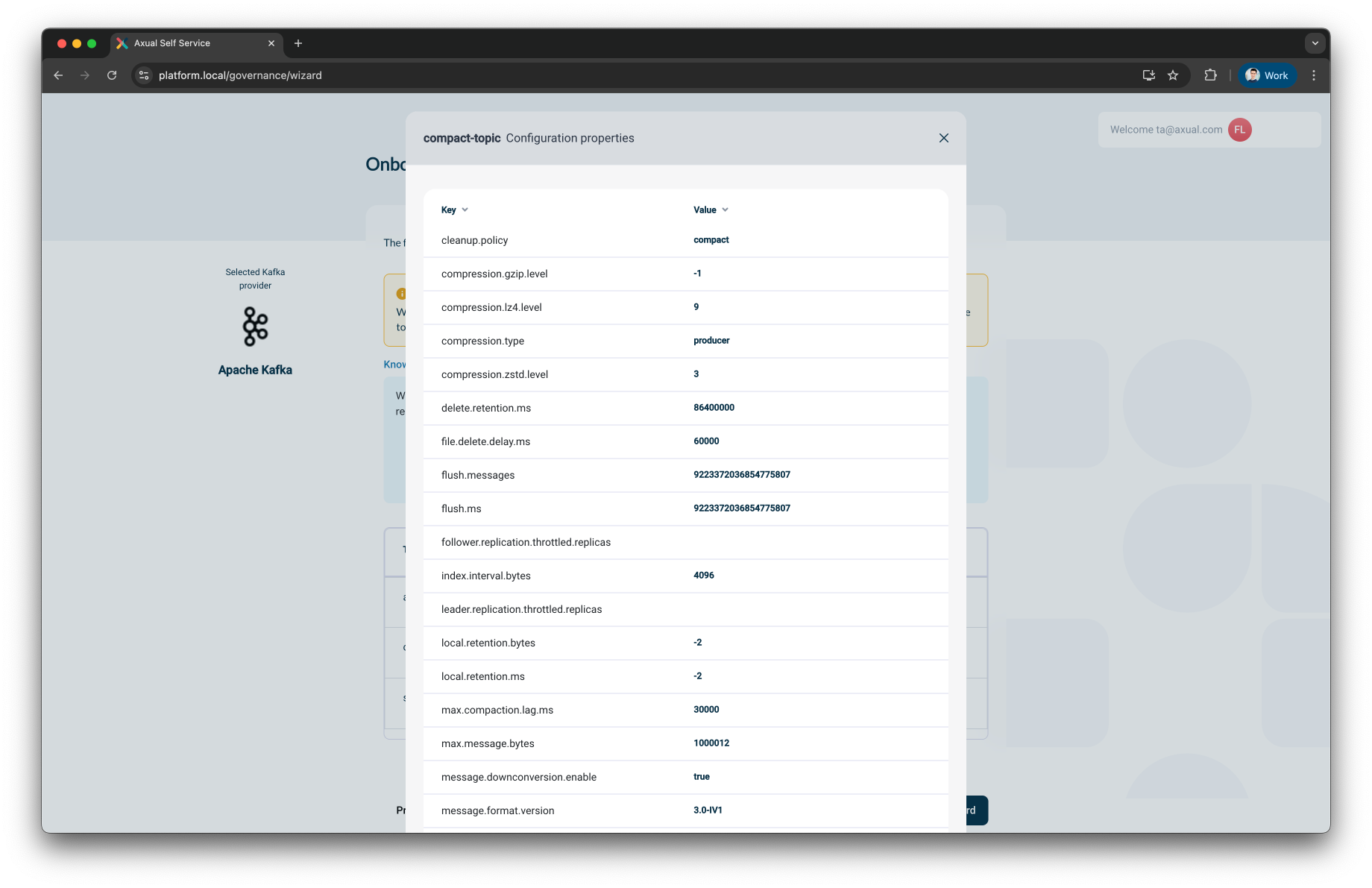 Self-Service Review Configuration Properties