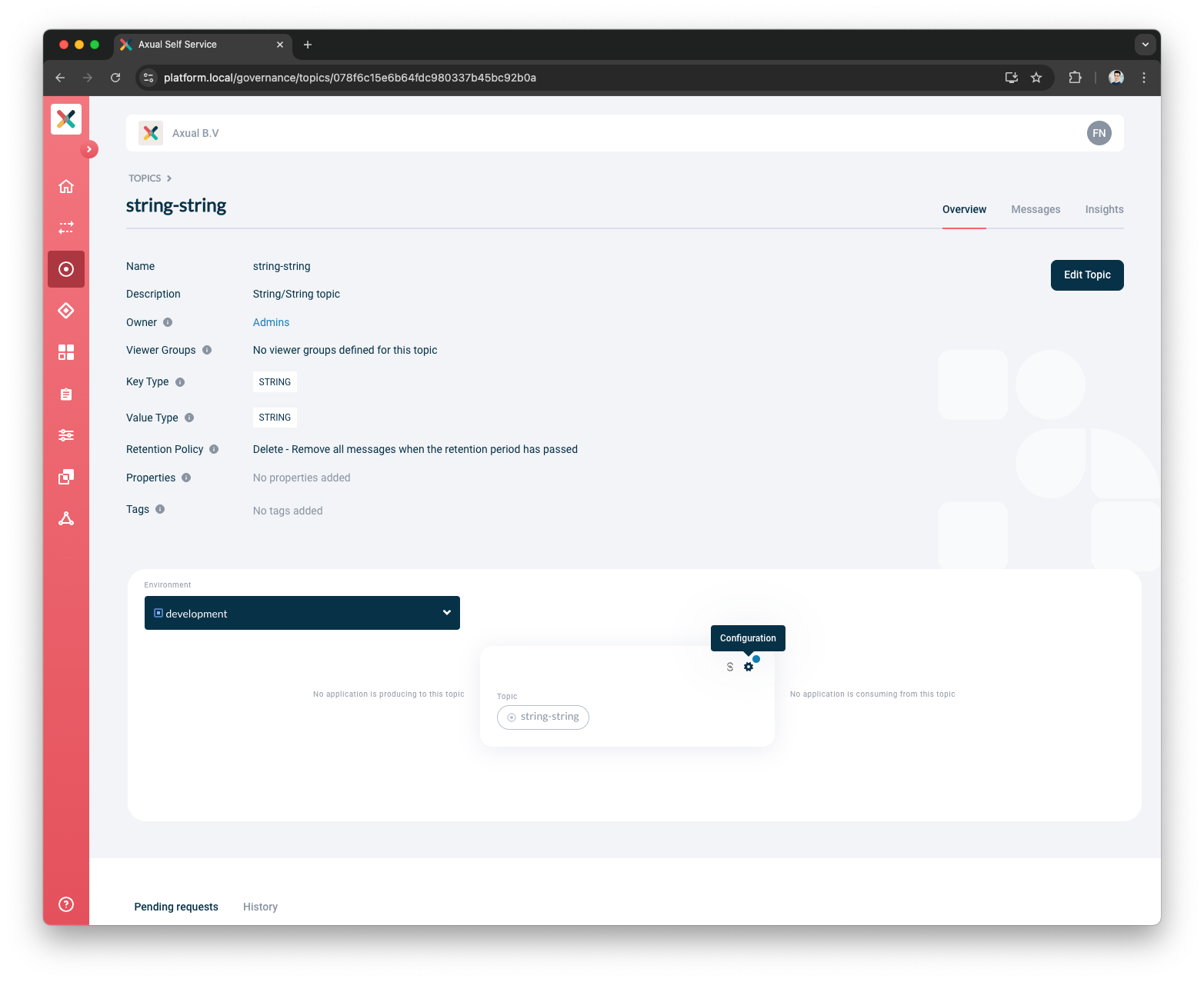 Self-Service Configure Topic modal