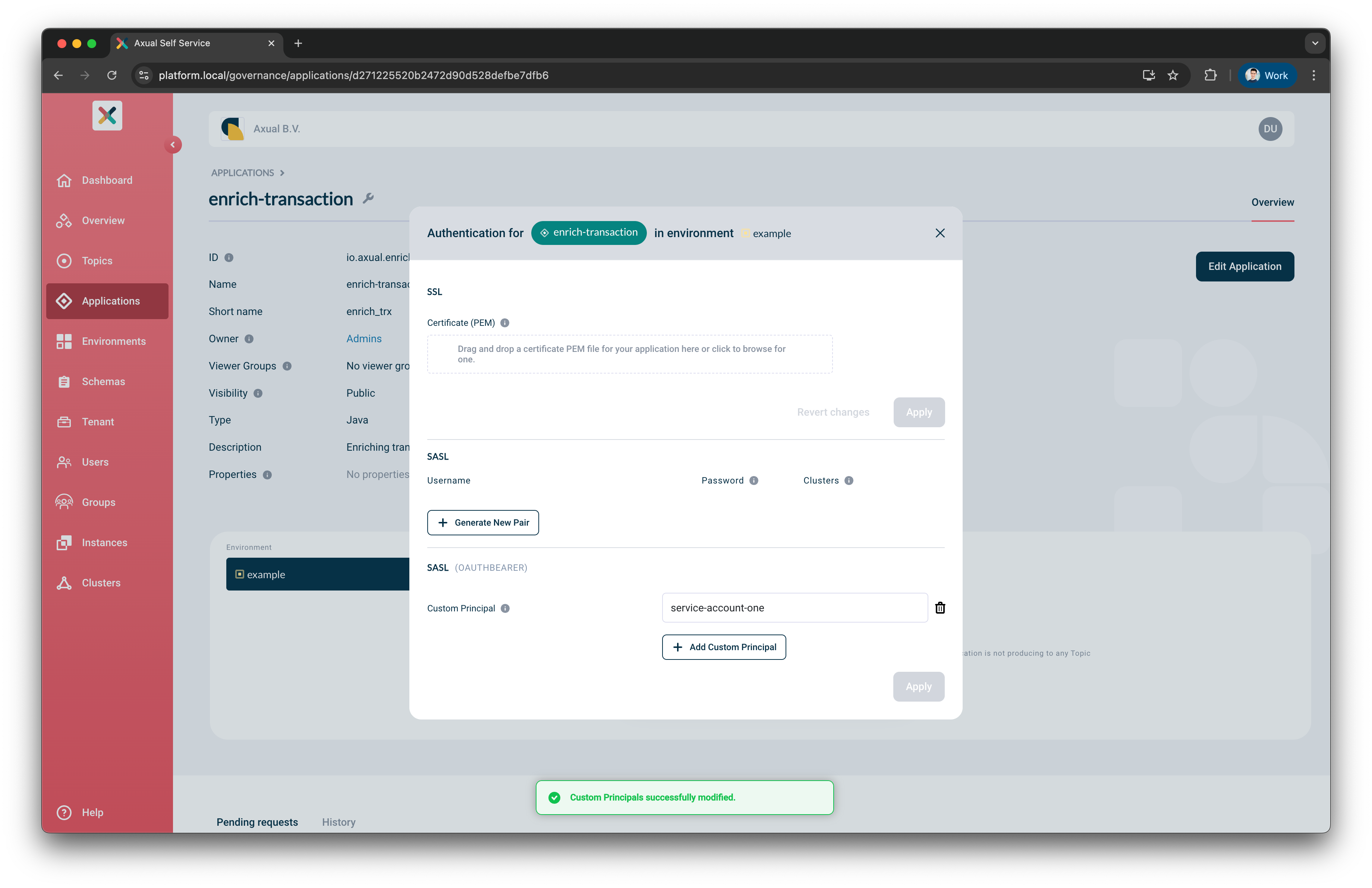 Generated Sasl Credentials