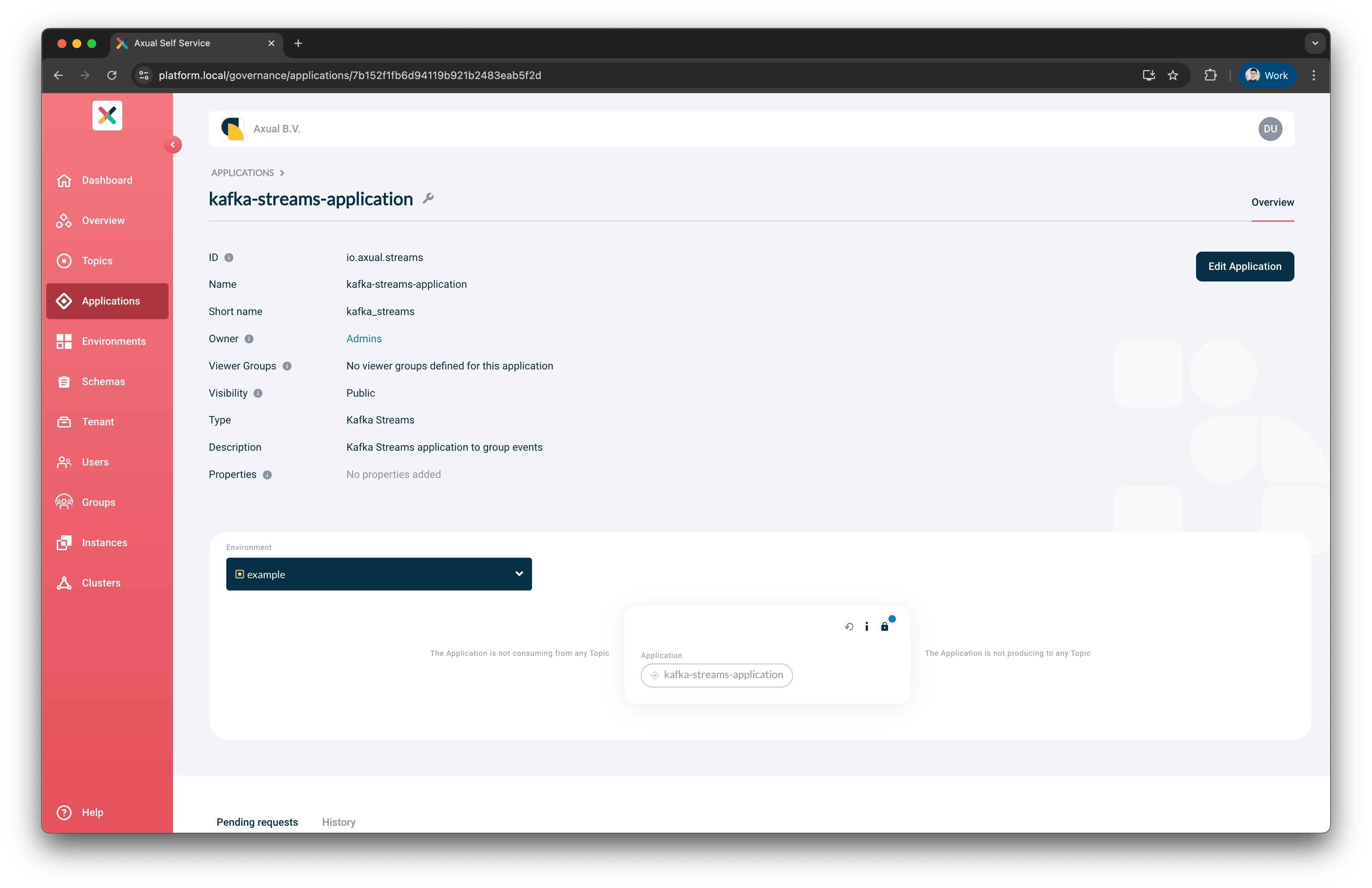 Self-Service Kafka Streams Application Detail