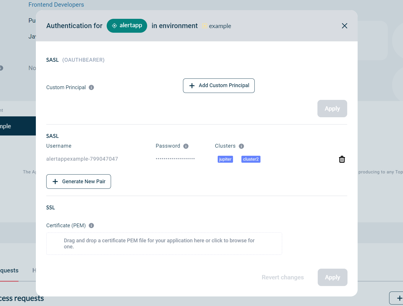 Multi Cluster SASL Credential