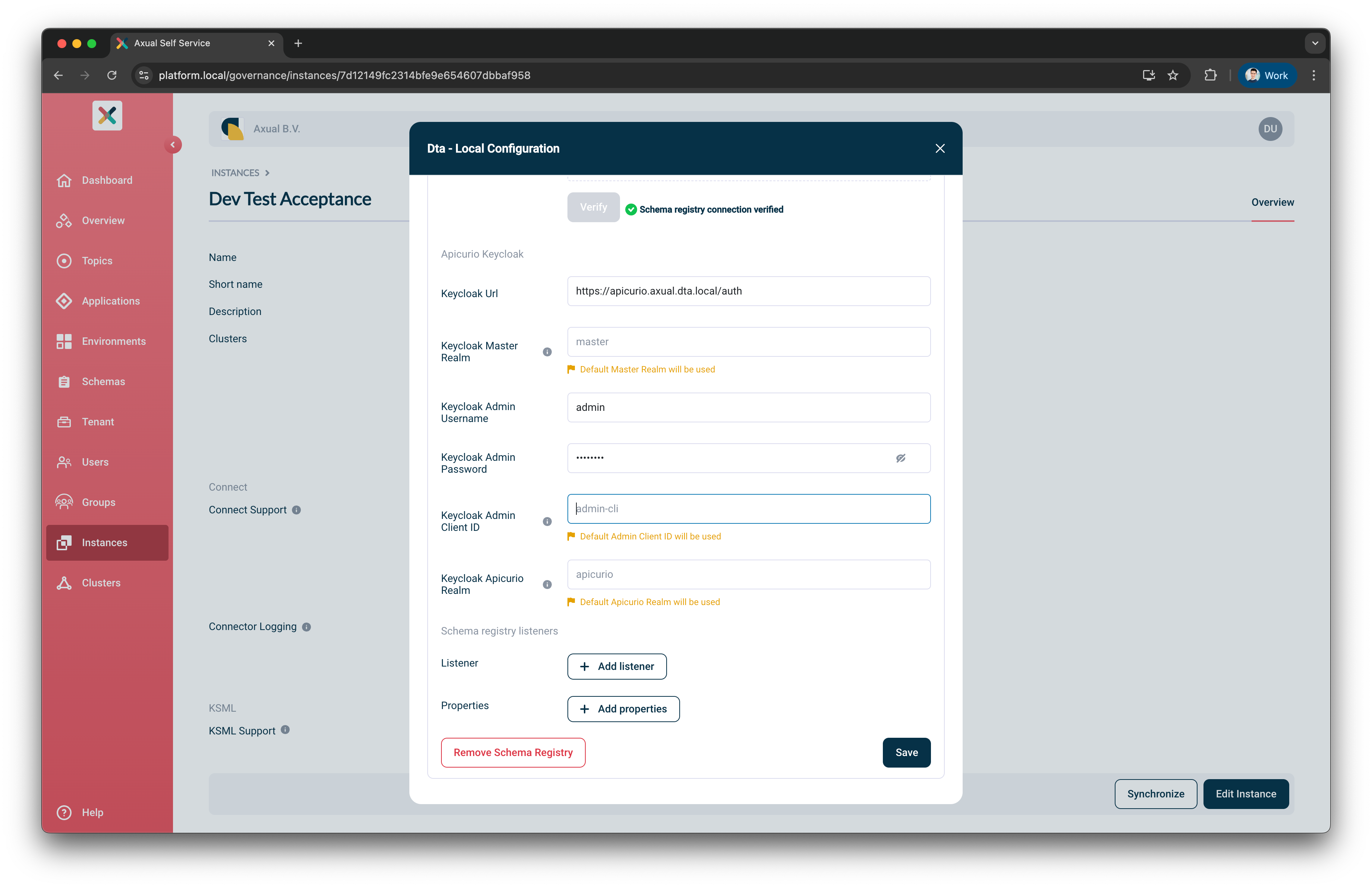 Self-Service Configure Apicurio Keycloak