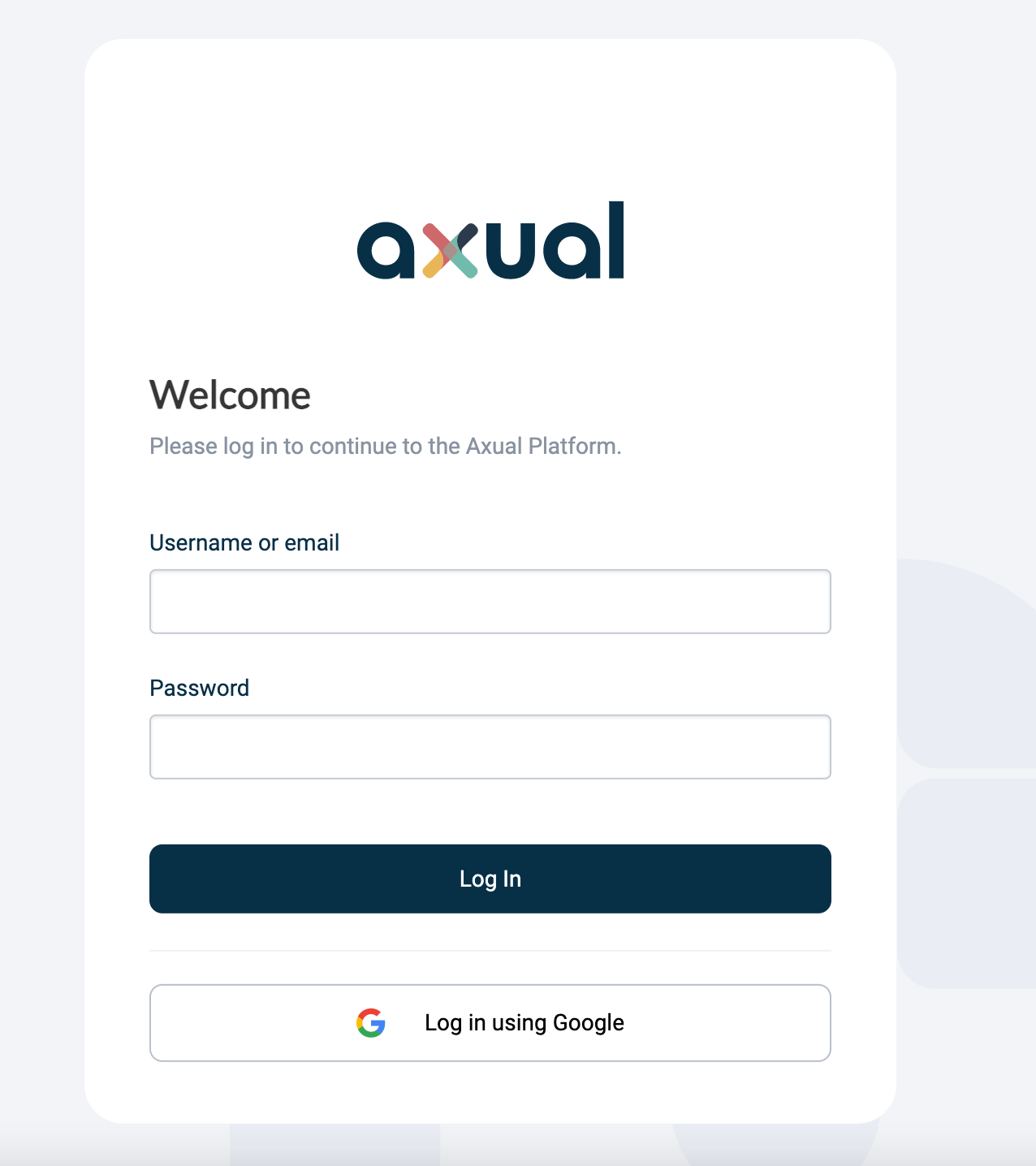 Login page