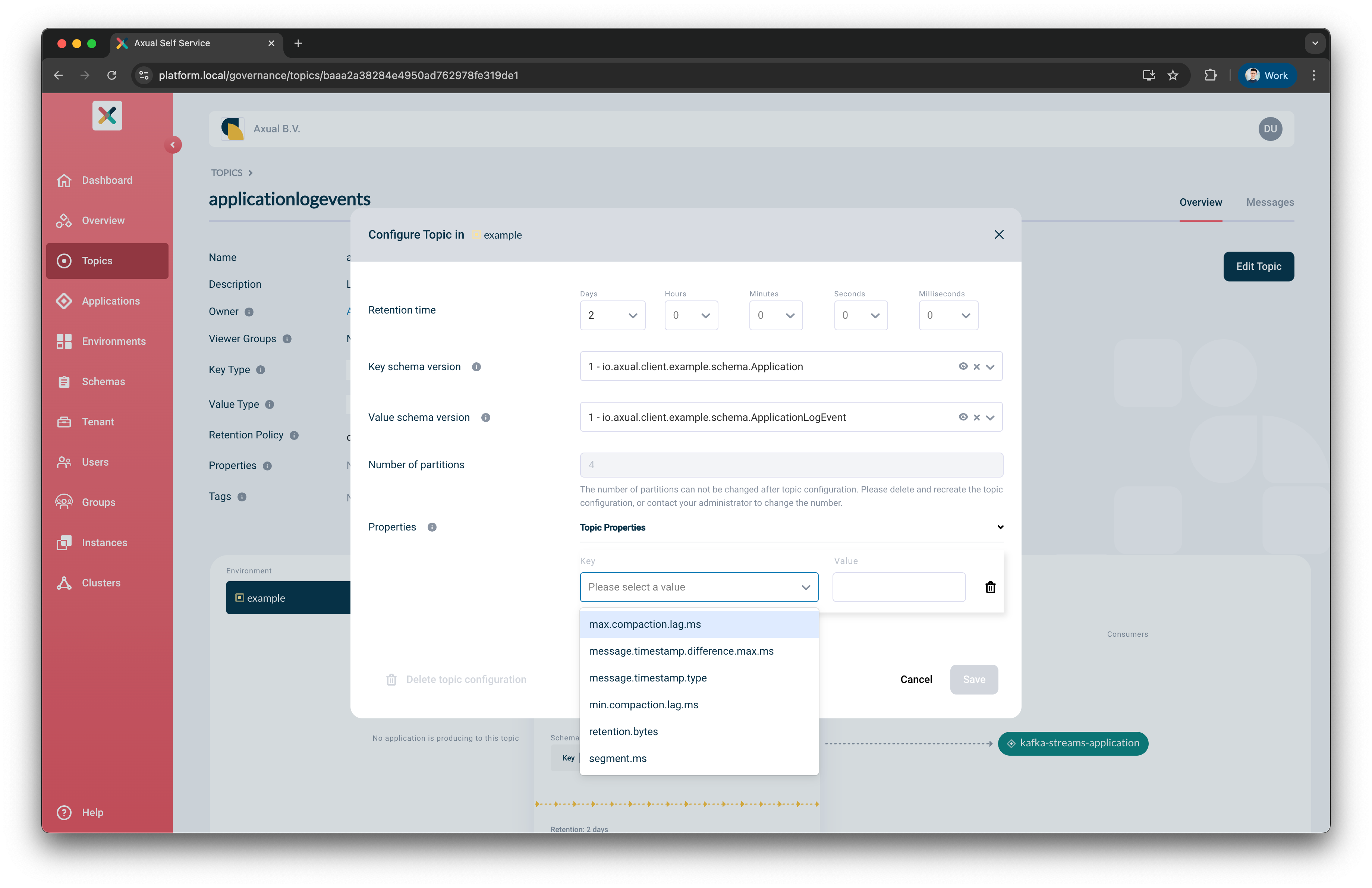 Configure topic properties