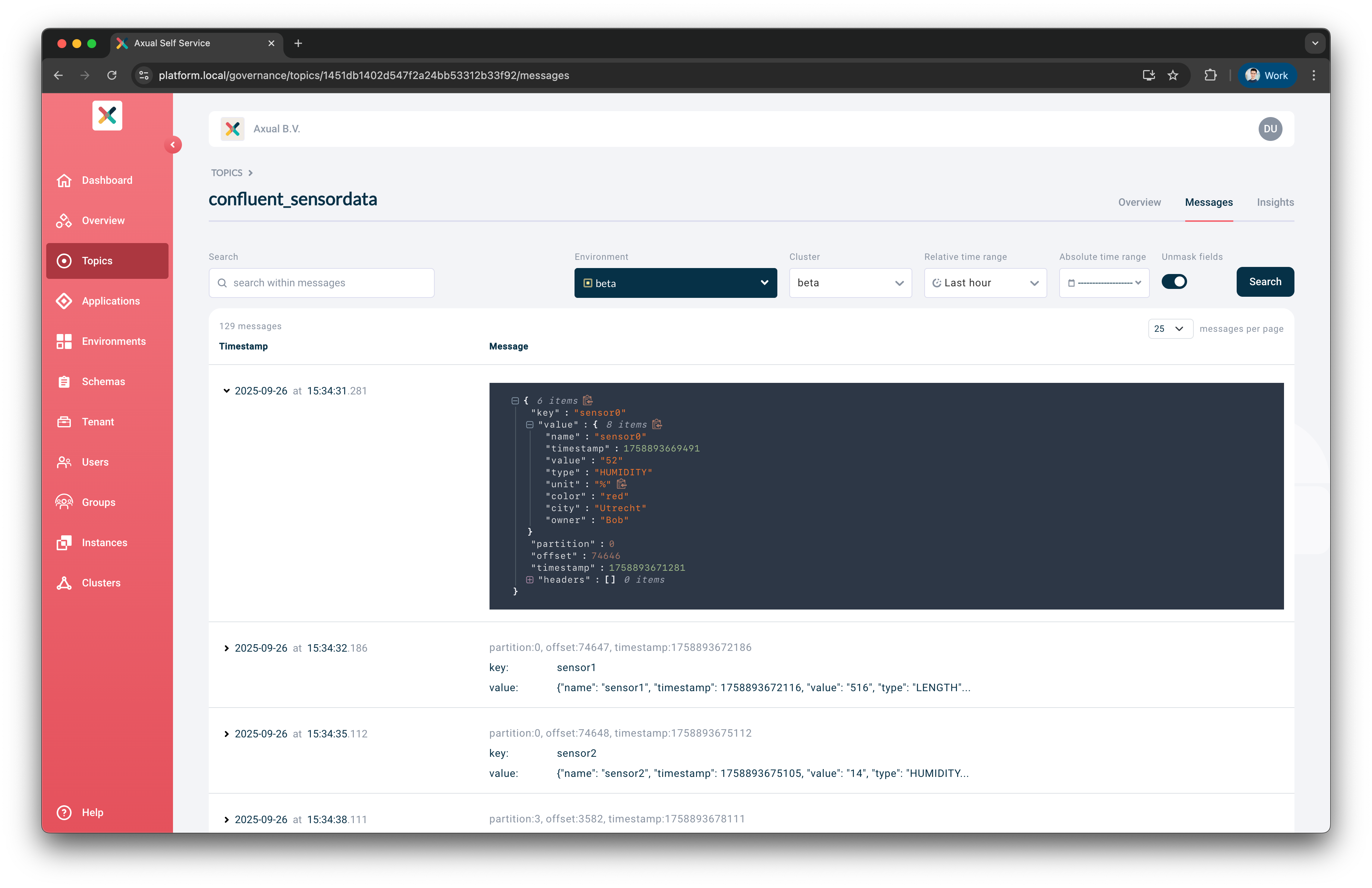 Unmasked Topic Messages