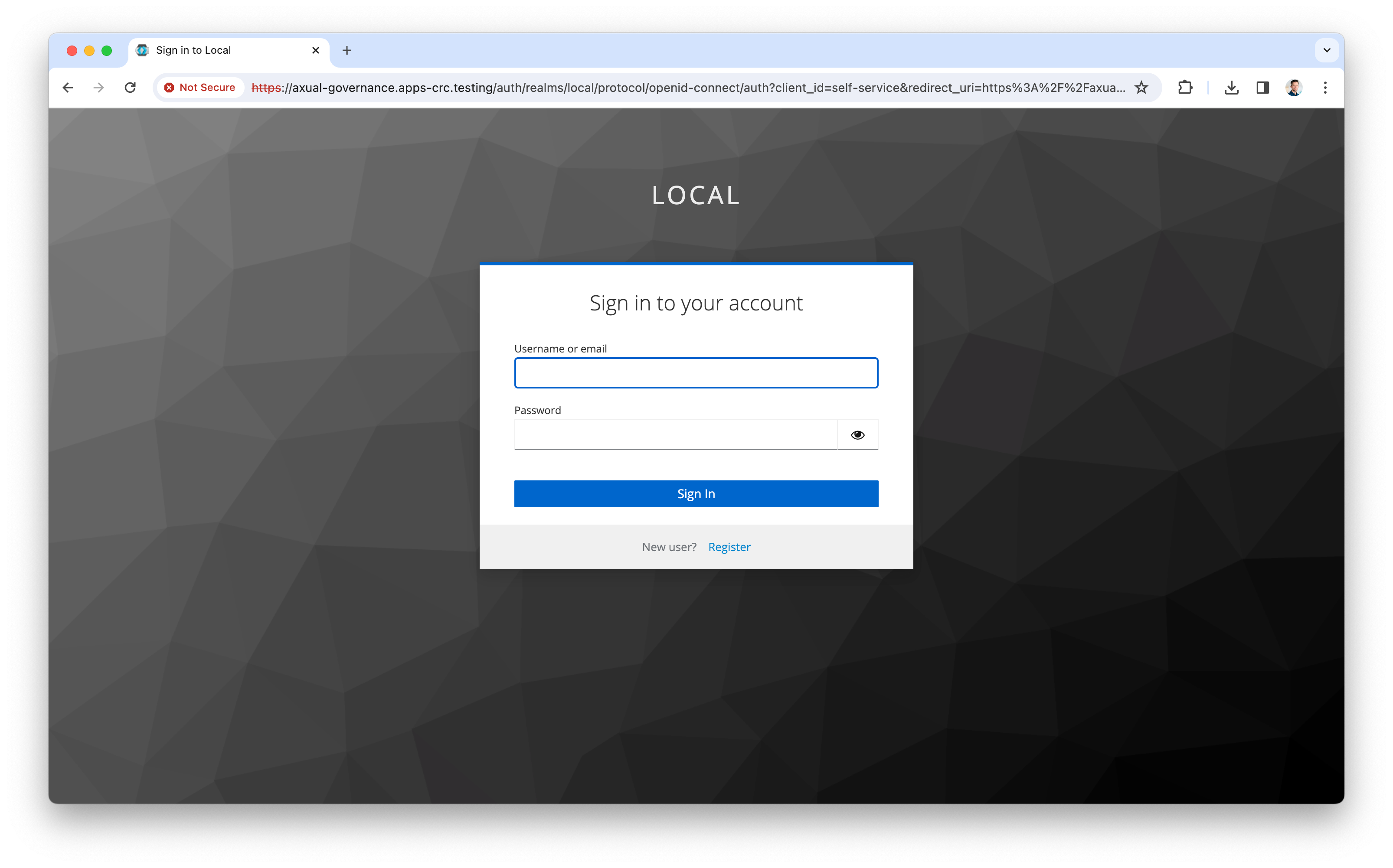 Keycloak - landing page after first deployment