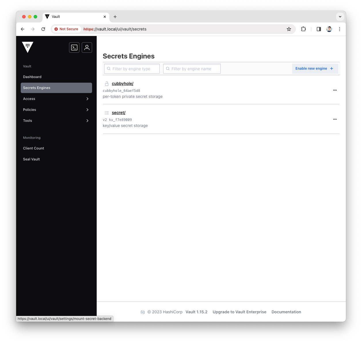 Enable new engine button