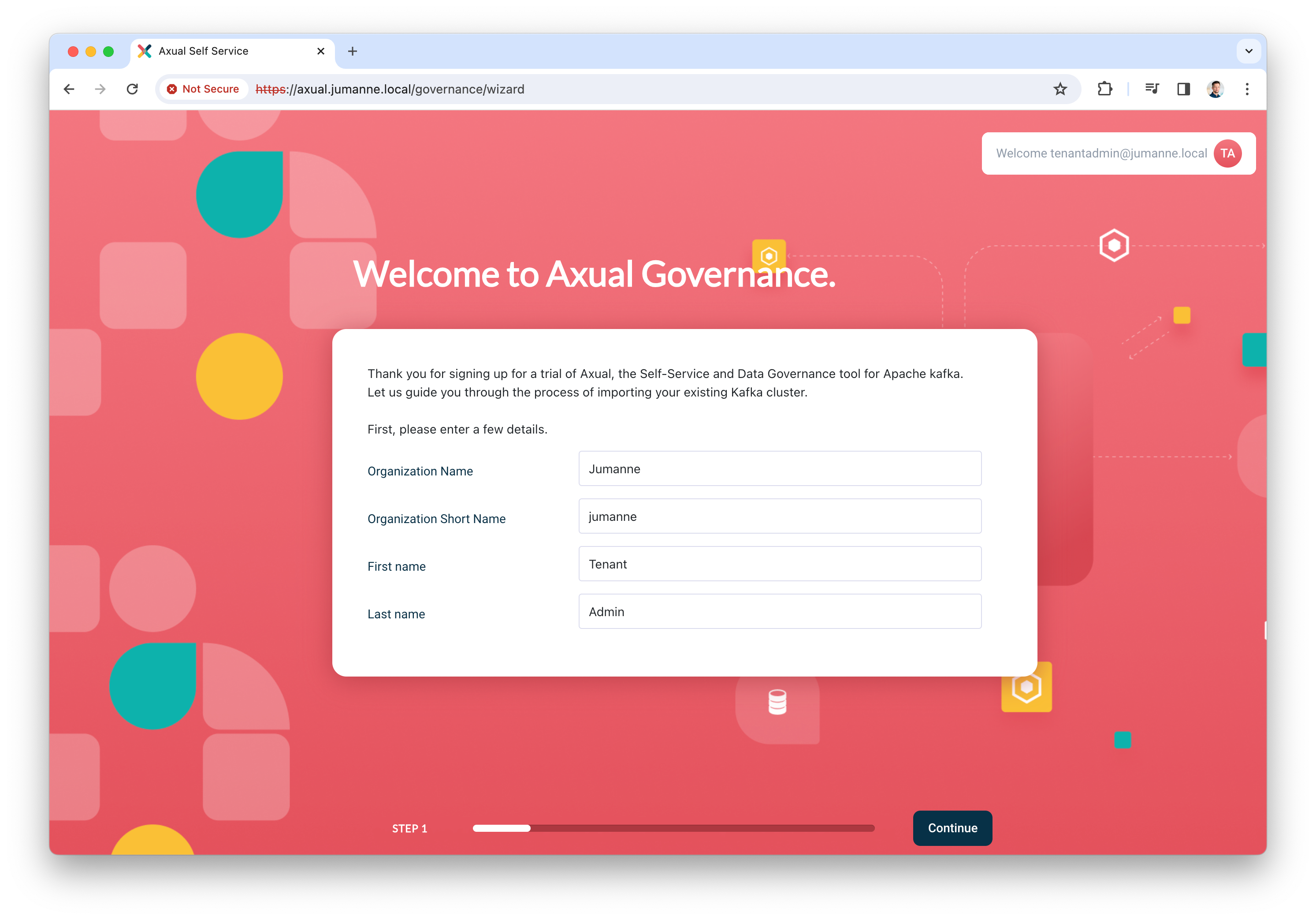 Axual Governance - adding an organization