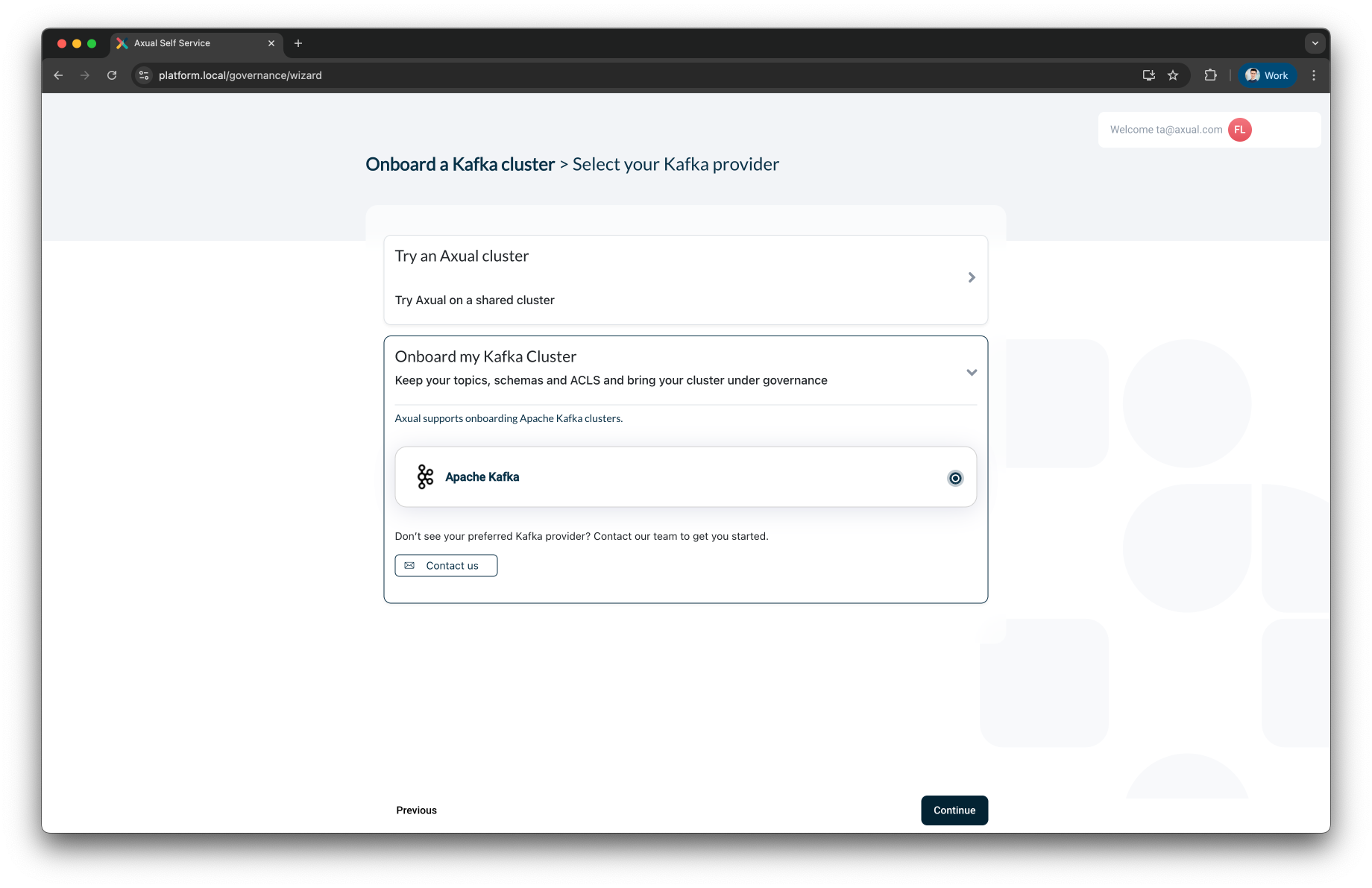 Self-Service Onboarding a Kafka Cluster