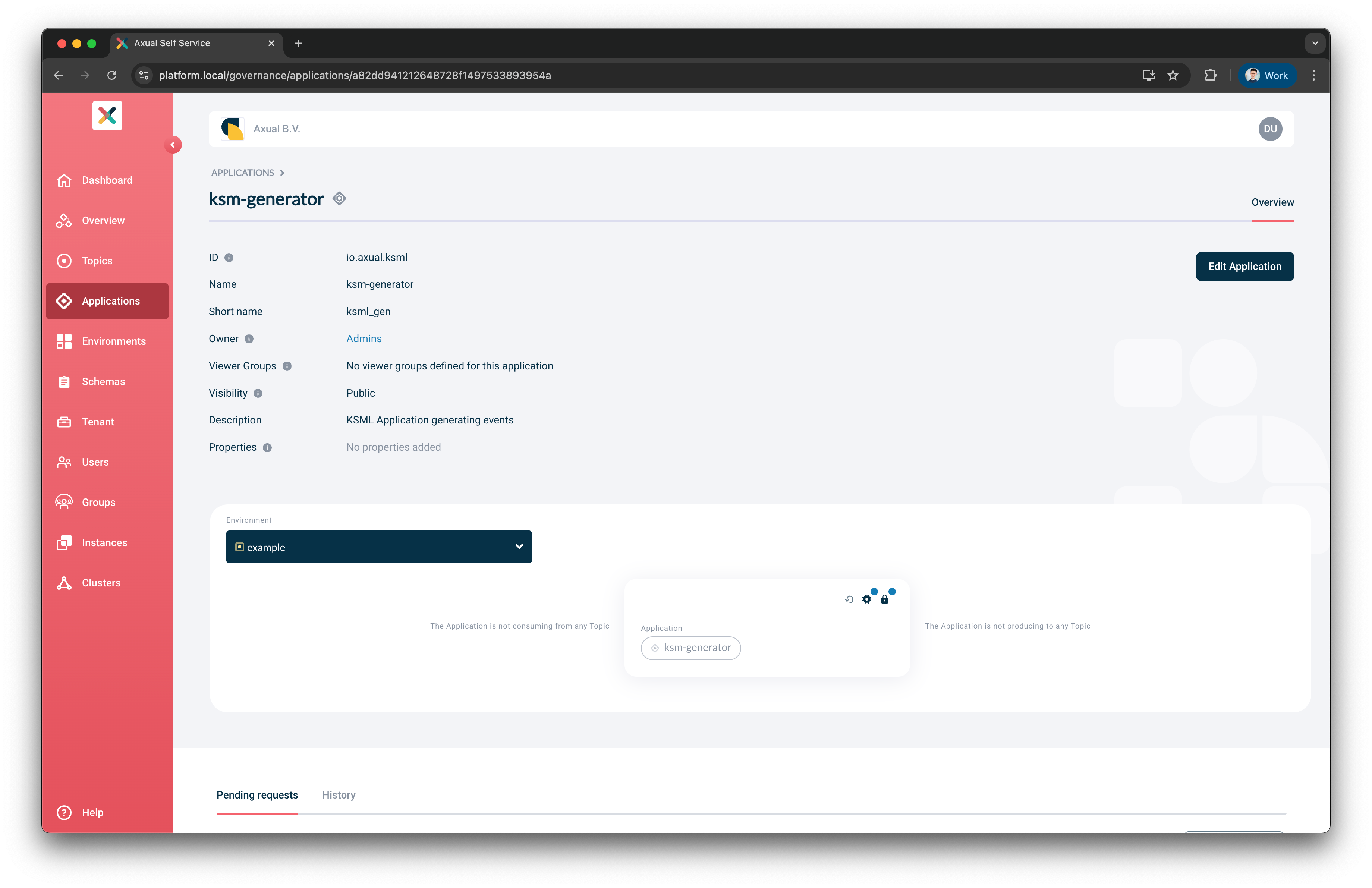 Self-Service KSML Application Detail