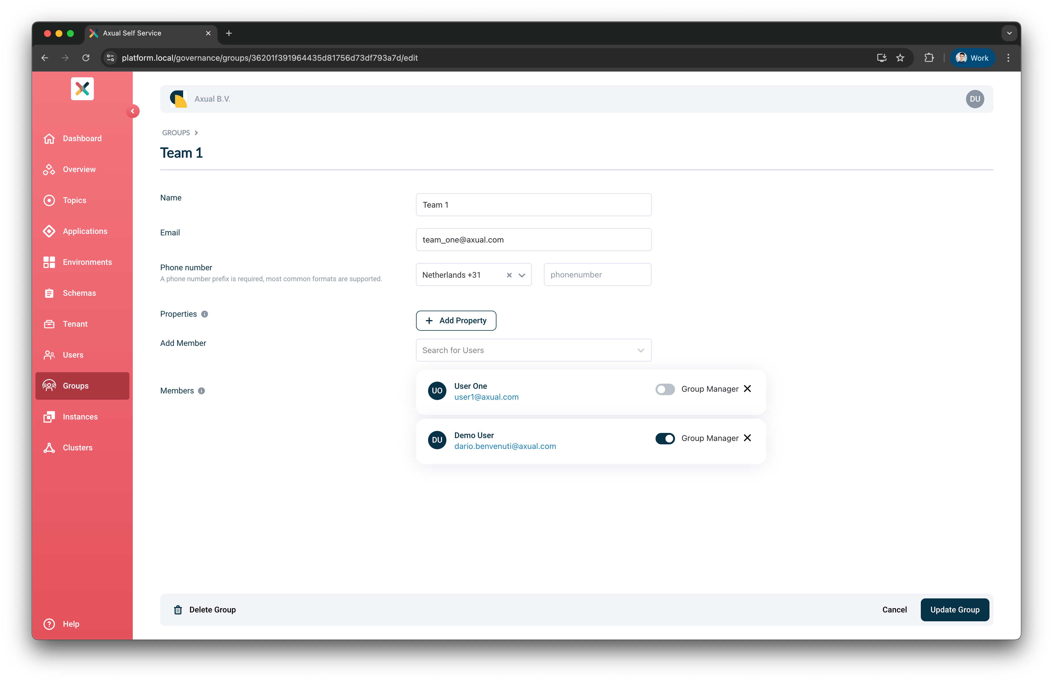Designate group manager for the group