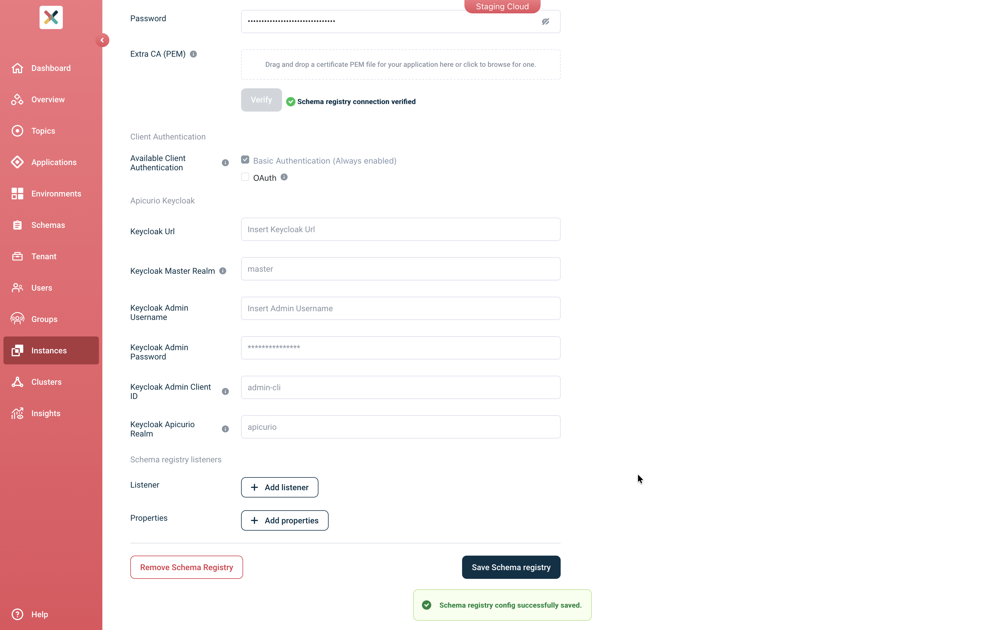 Self-Service Add Schema Registry Completed