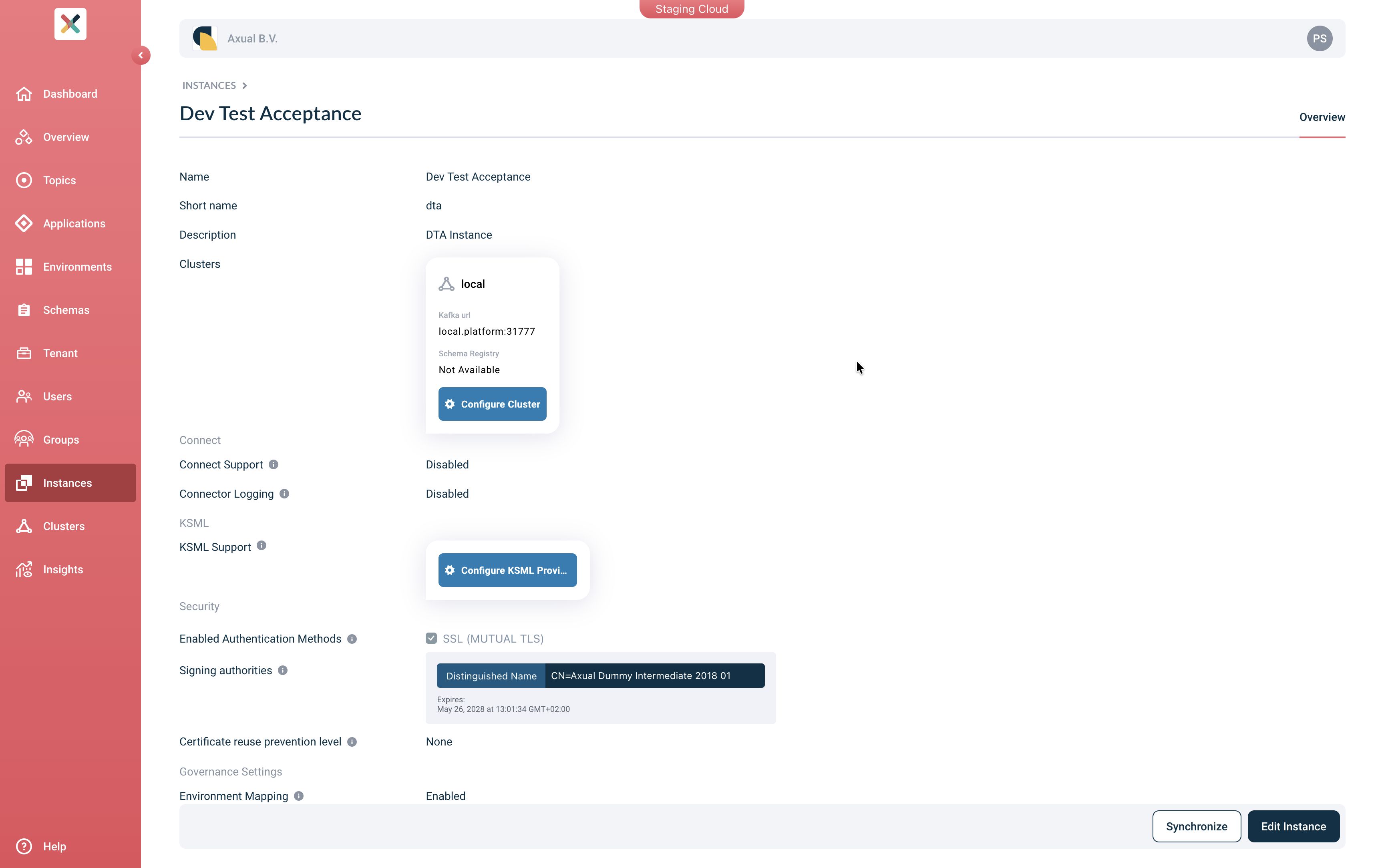 Self-Service Add Apicurio Schema Registry Details page