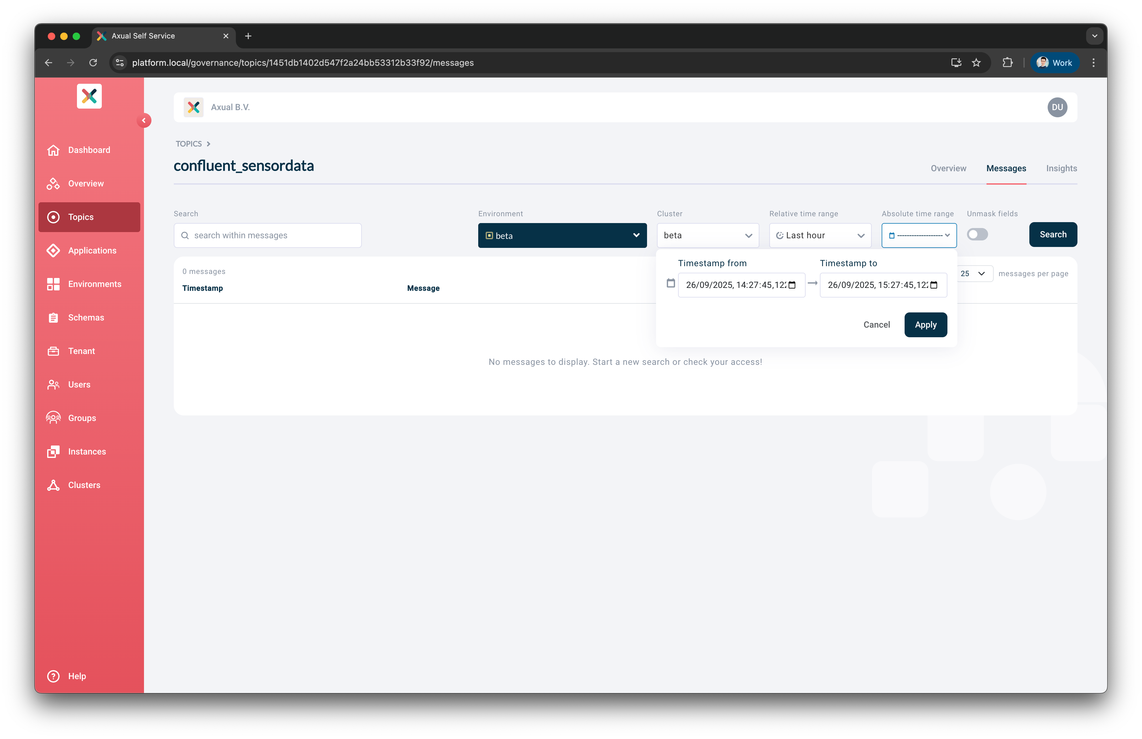 Topic Browse search controls