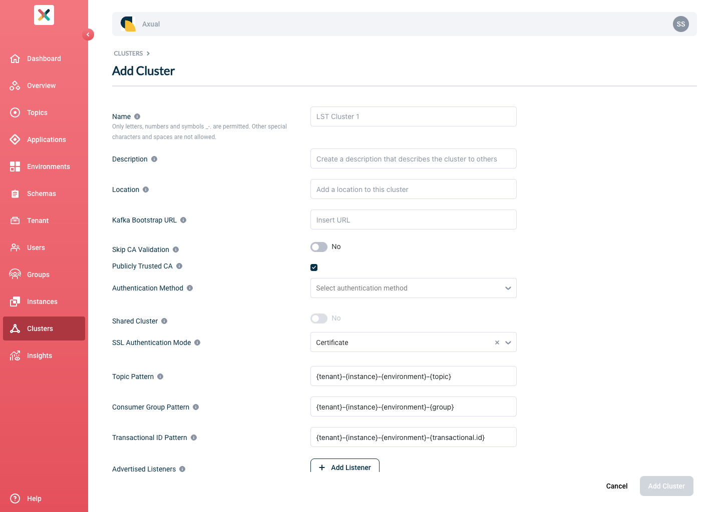 Axual Governance - adding a cluster-1