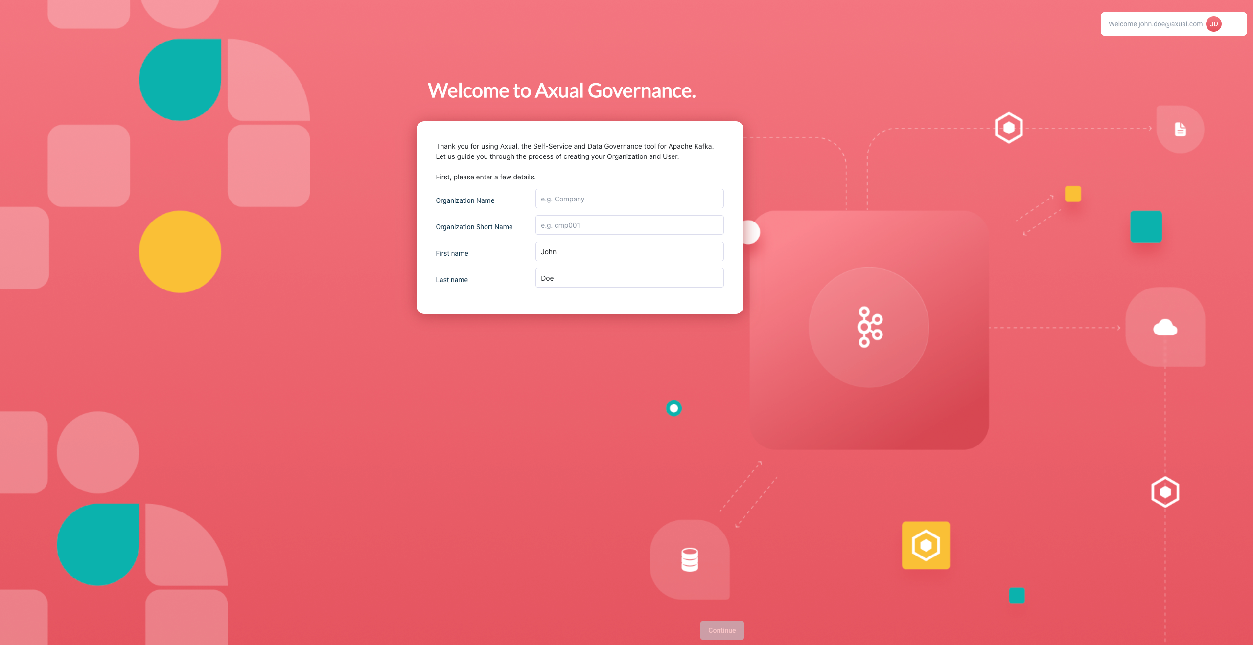 Axual Governance - adding an organization