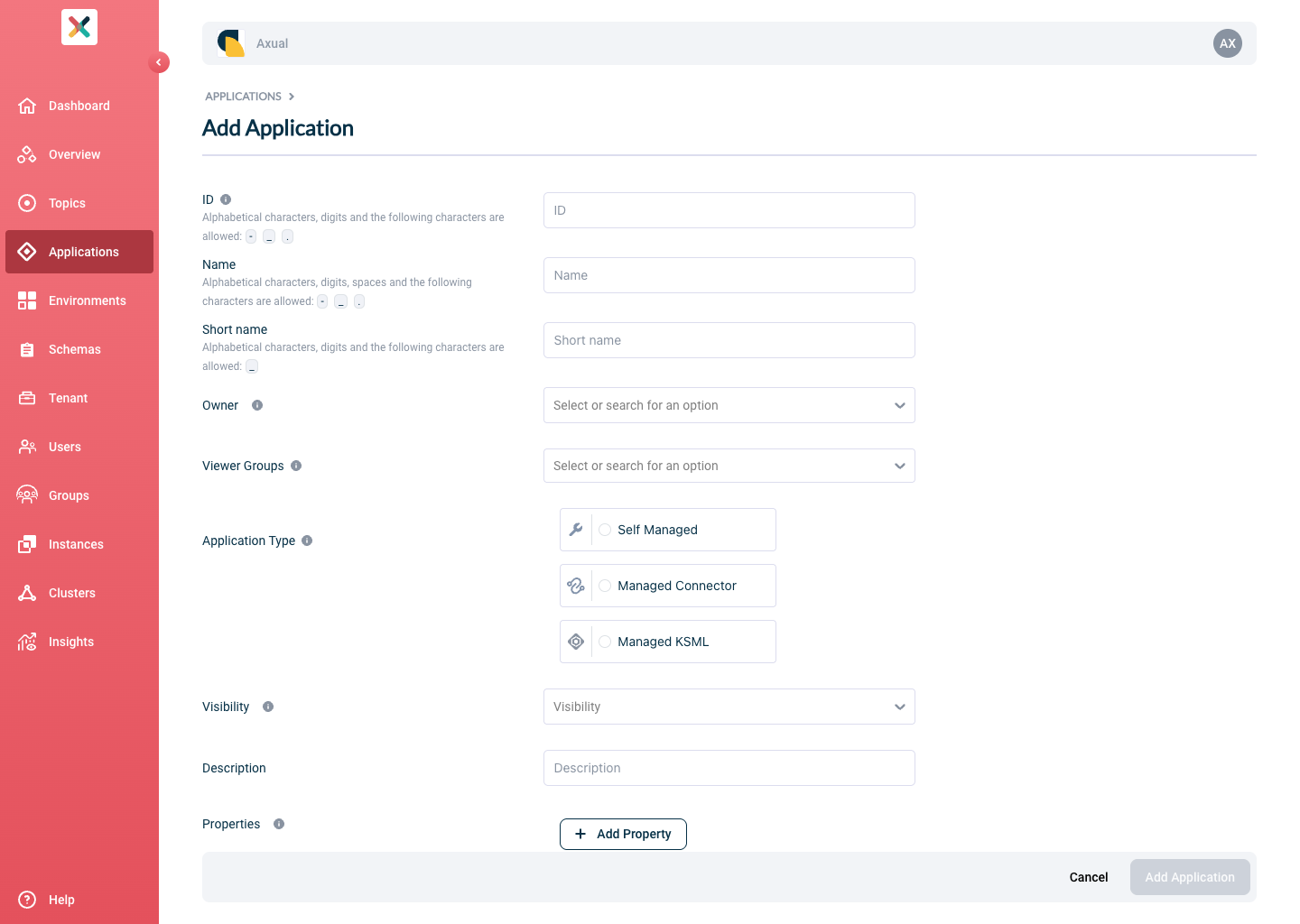 Self-Service Add Kafka Application