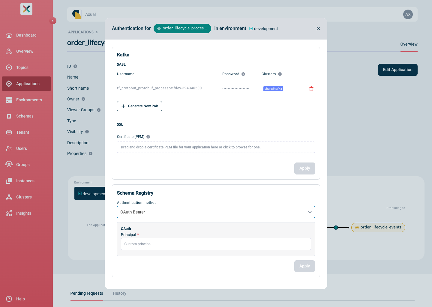 Create Schema Registry credentials modal