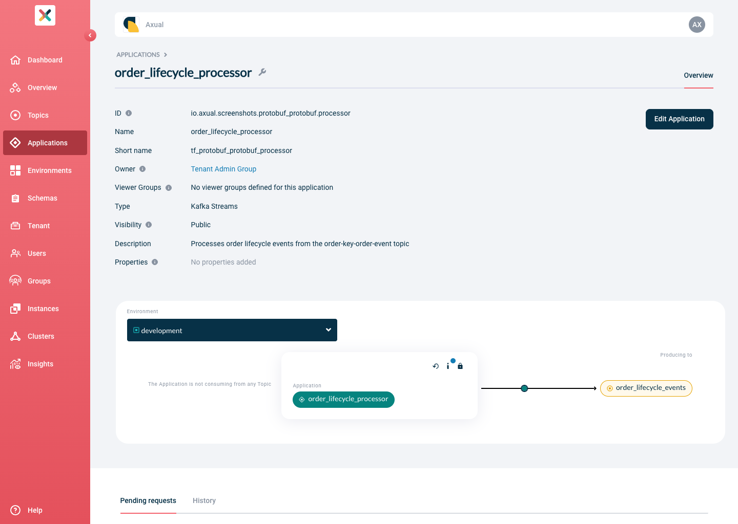 Self-Service Kafka Streams Application Detail
