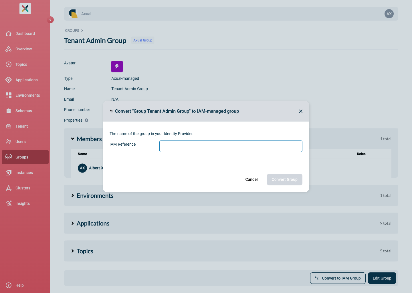 Convert to IAM Group modal