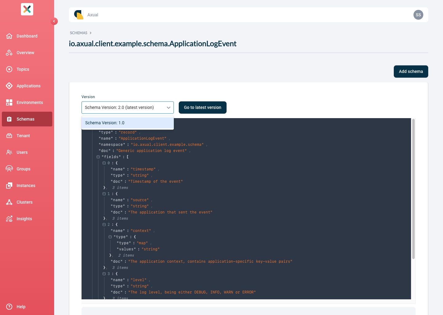 View All Schema Versions
