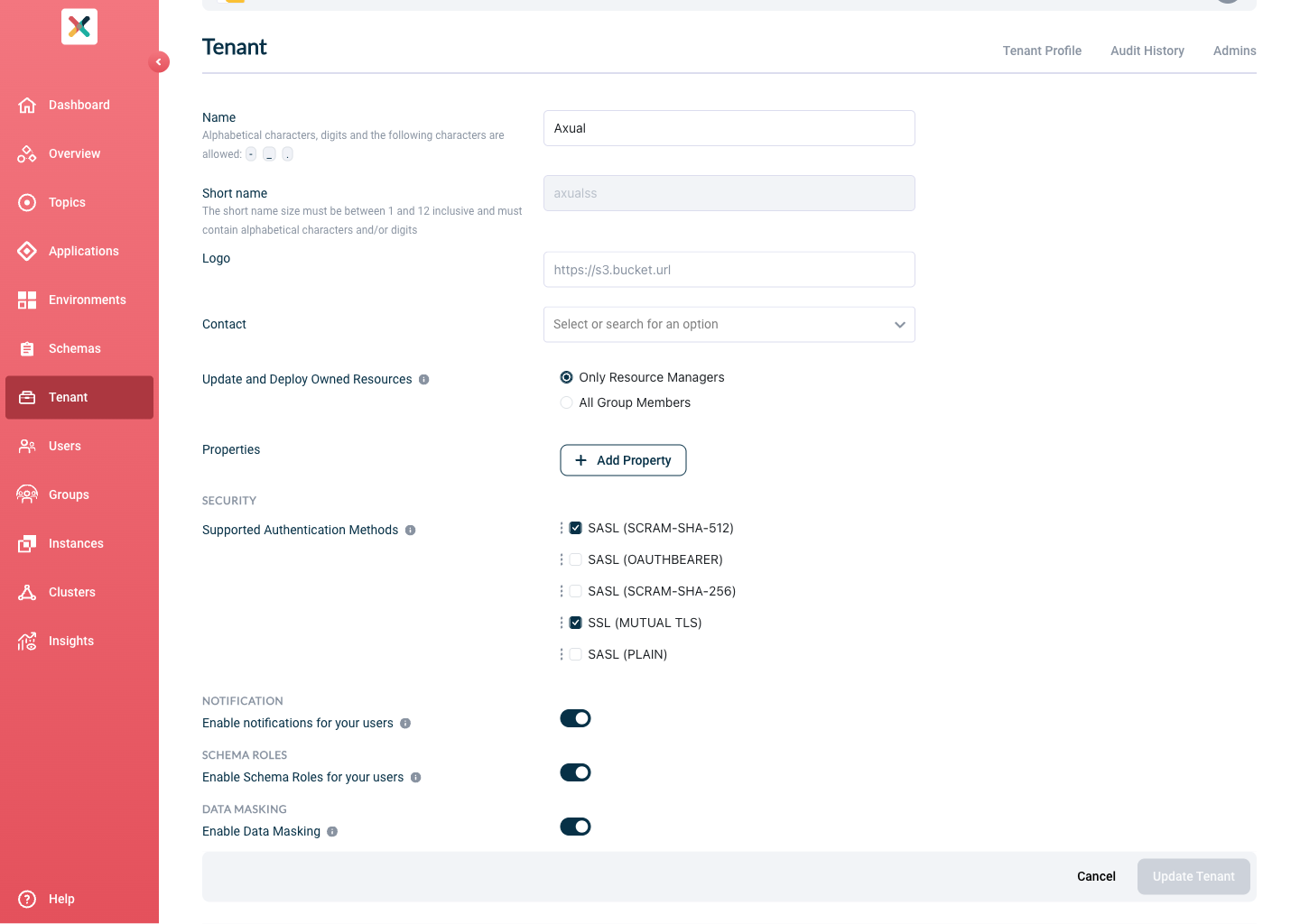 Tenant profile
