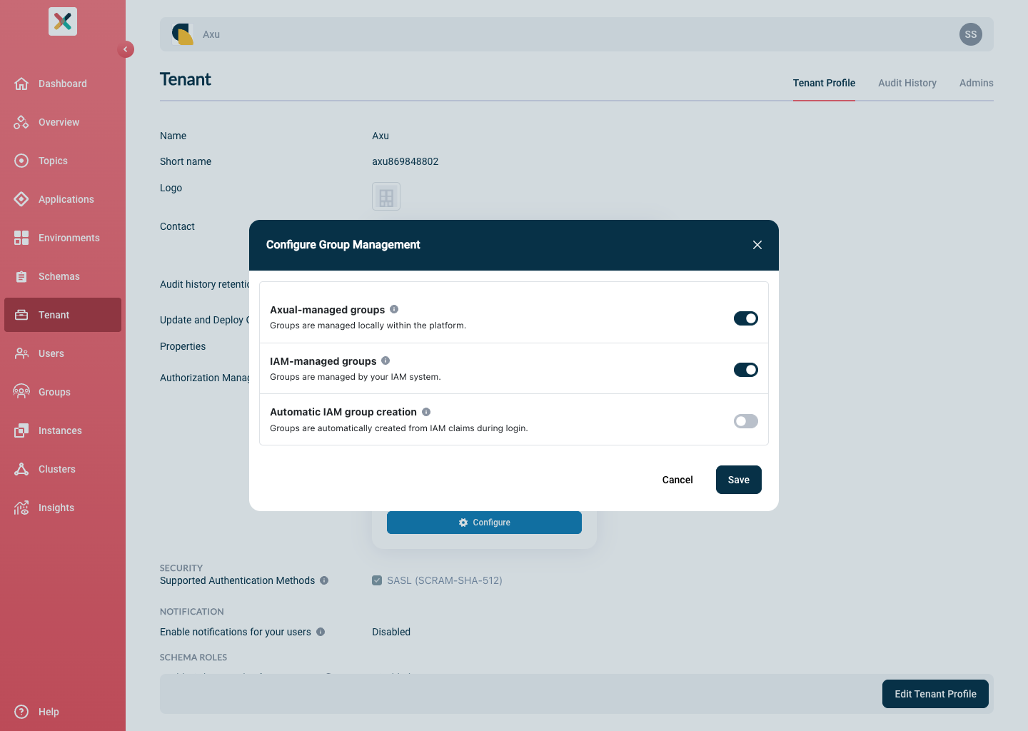 Group Management settings