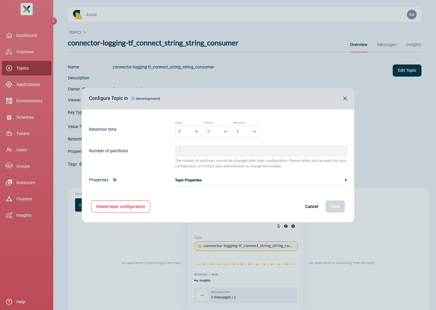 topic configuration modal