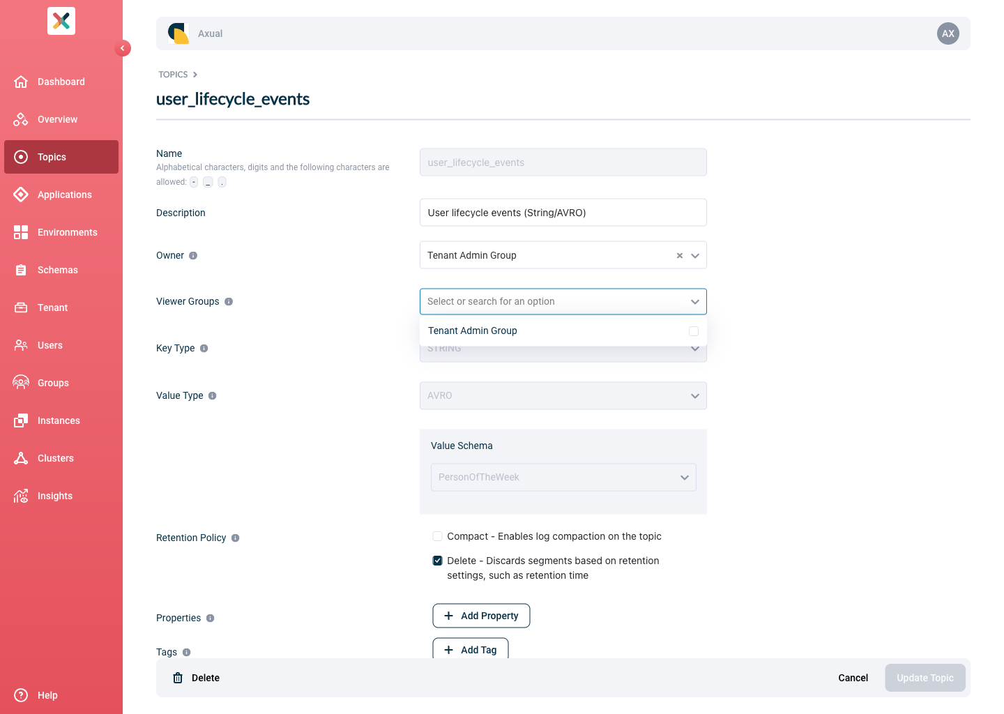 Select Topic viewer groups