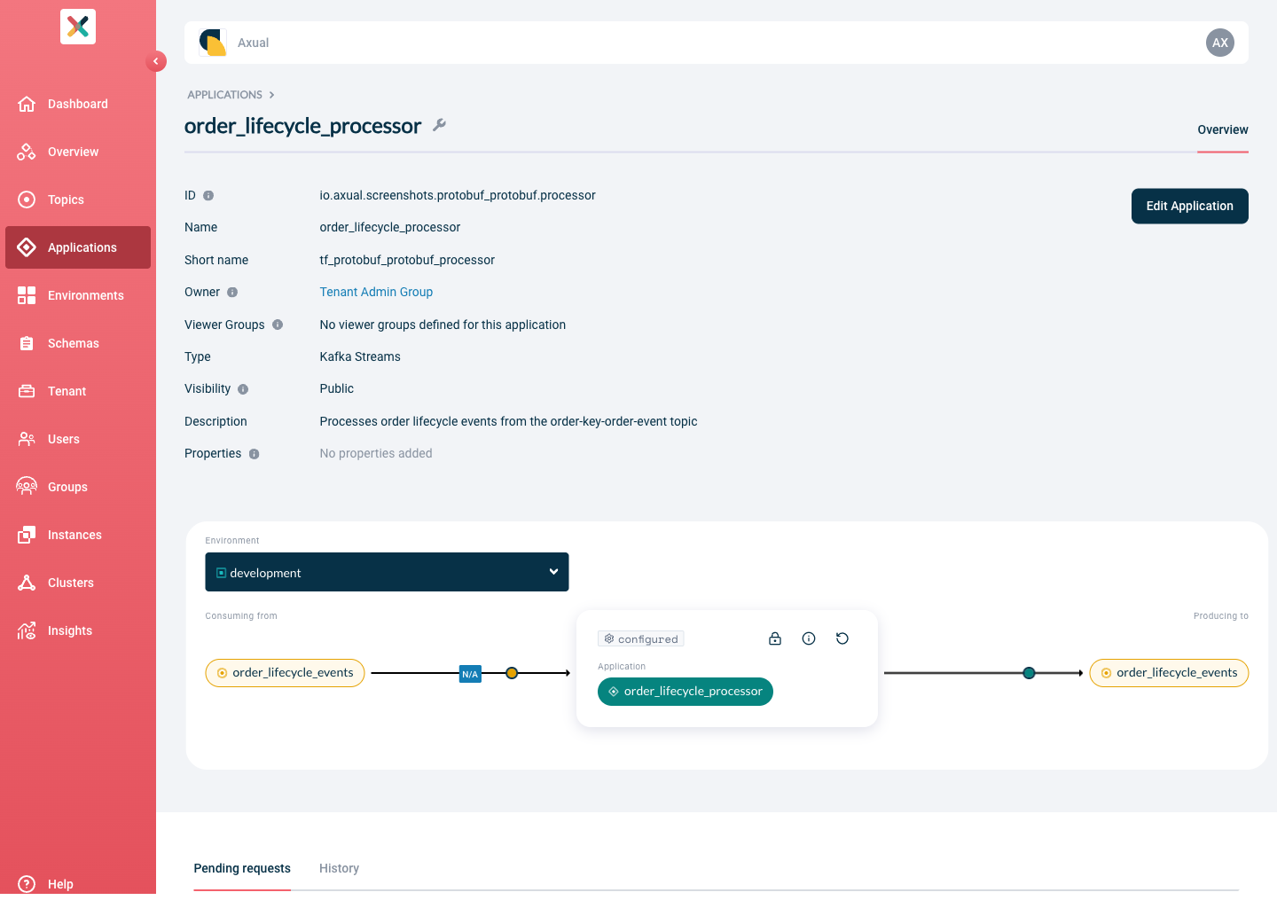 Self-Service Kafka Streams Application Detail