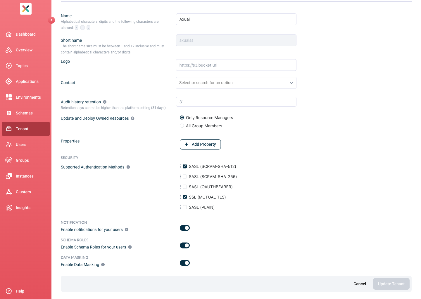 Tenant profile
