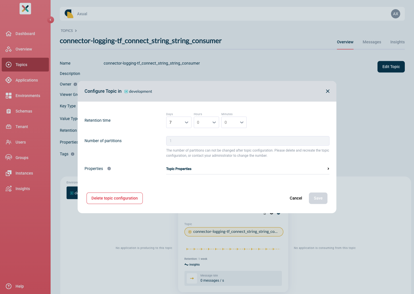 topic configuration modal