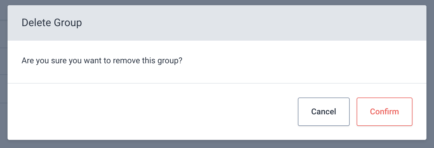 Delete group confirmation