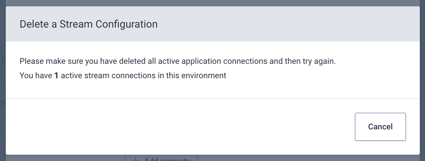 Inform stream configuration delete modal