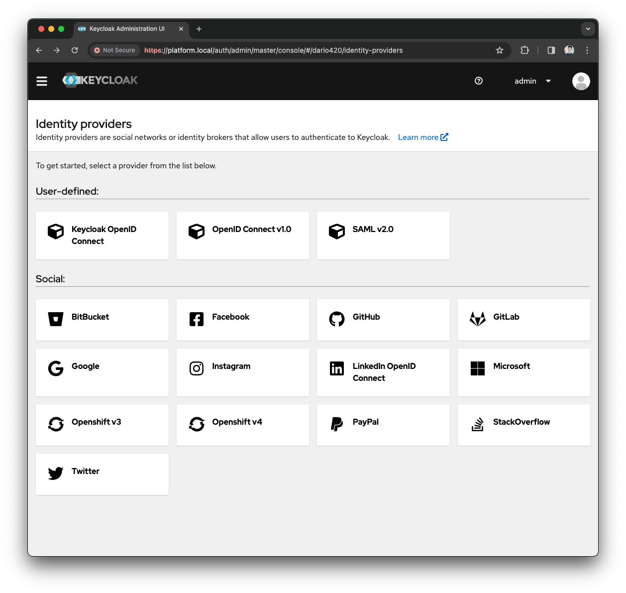Keycloak Identity Providers options