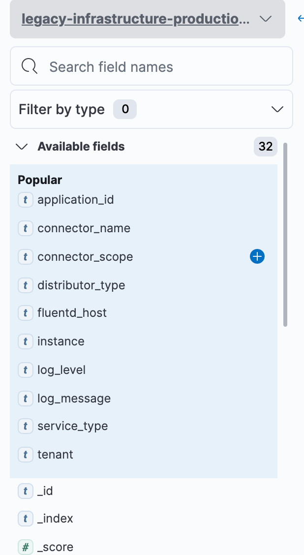 Kibana field filter popup