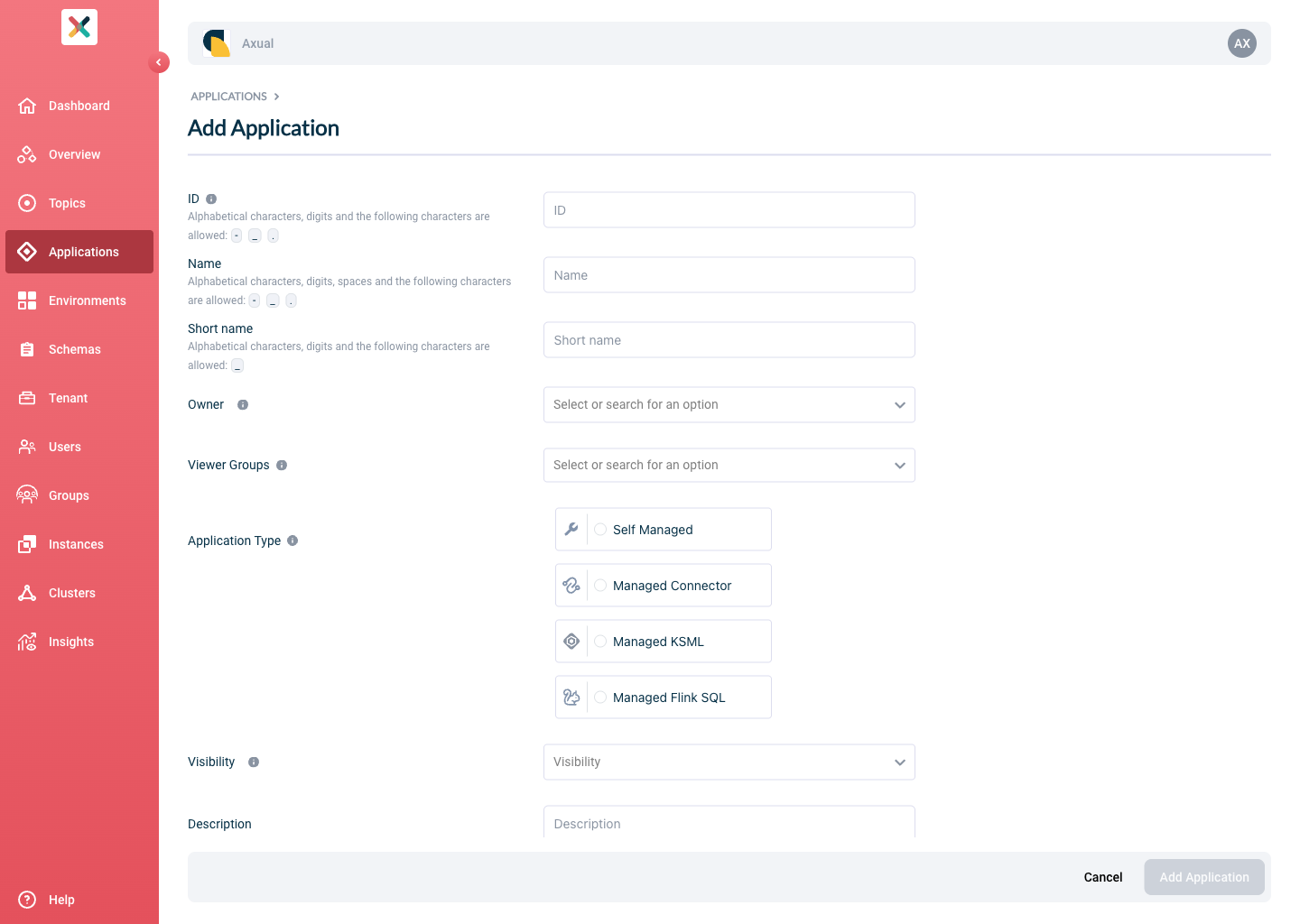Self-Service Add Kafka Application