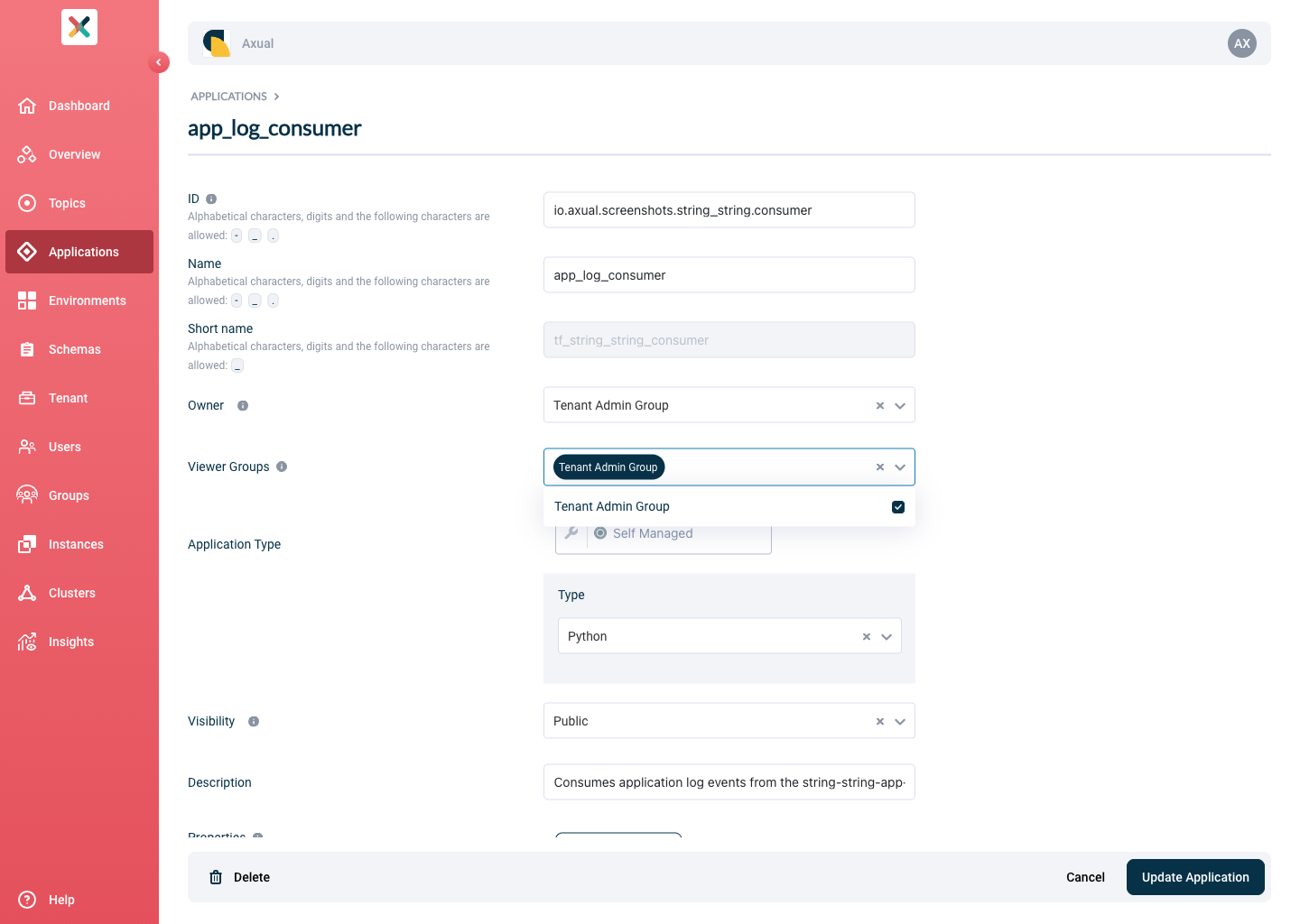 Select Application viewer groups