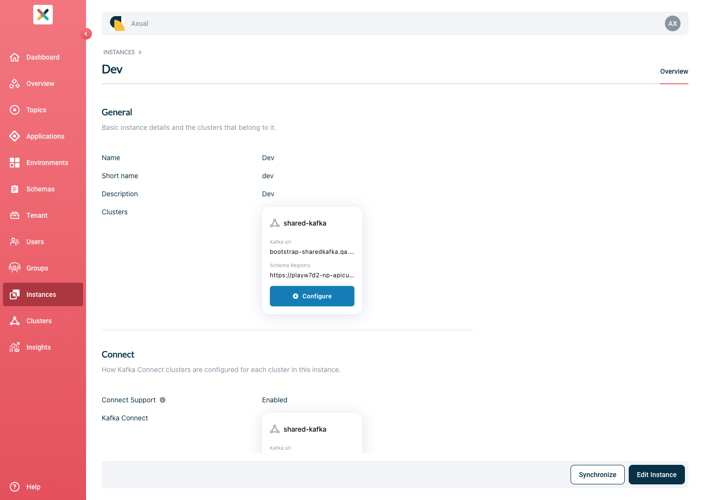 Self-Service Add Apicurio Schema Registry Details page