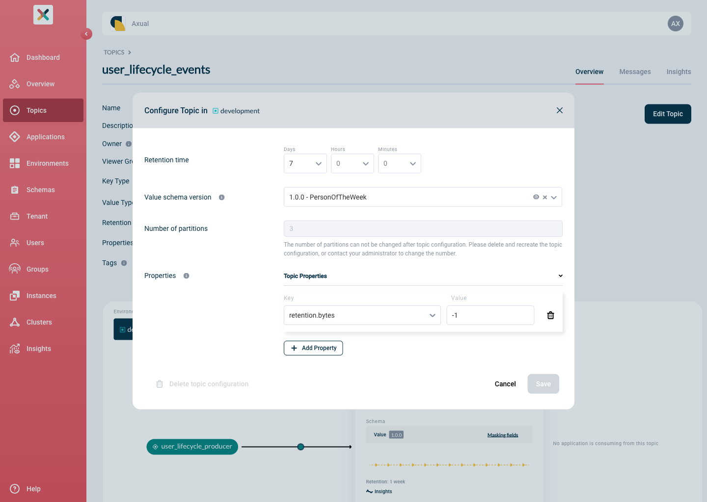 Configure topic properties