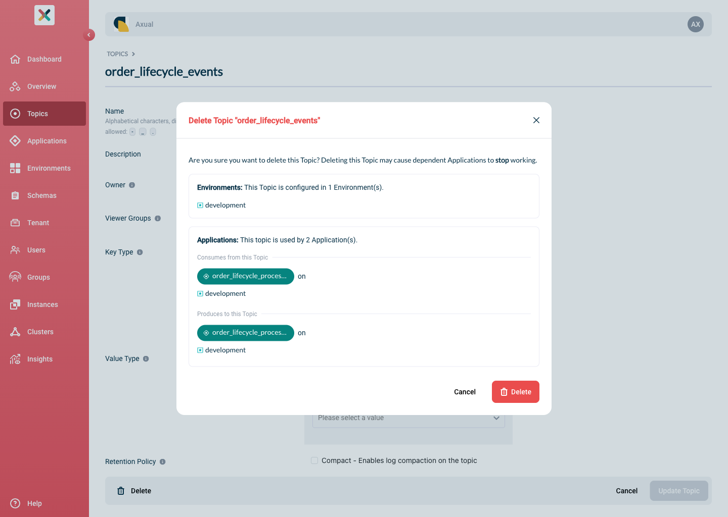 Topic Delete Modal