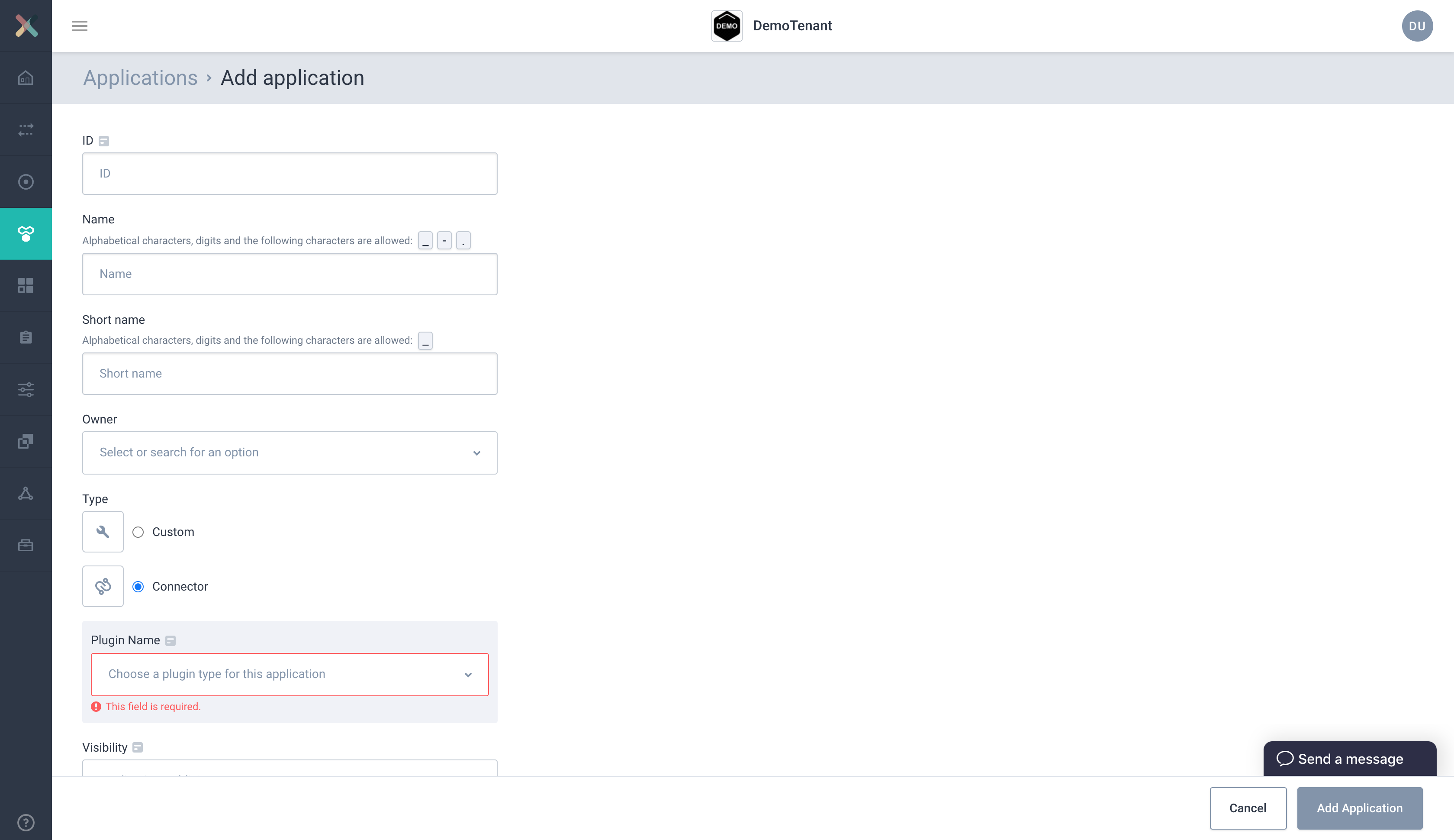 Add application page
