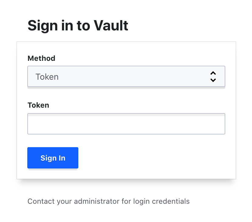 Vault UI login screen