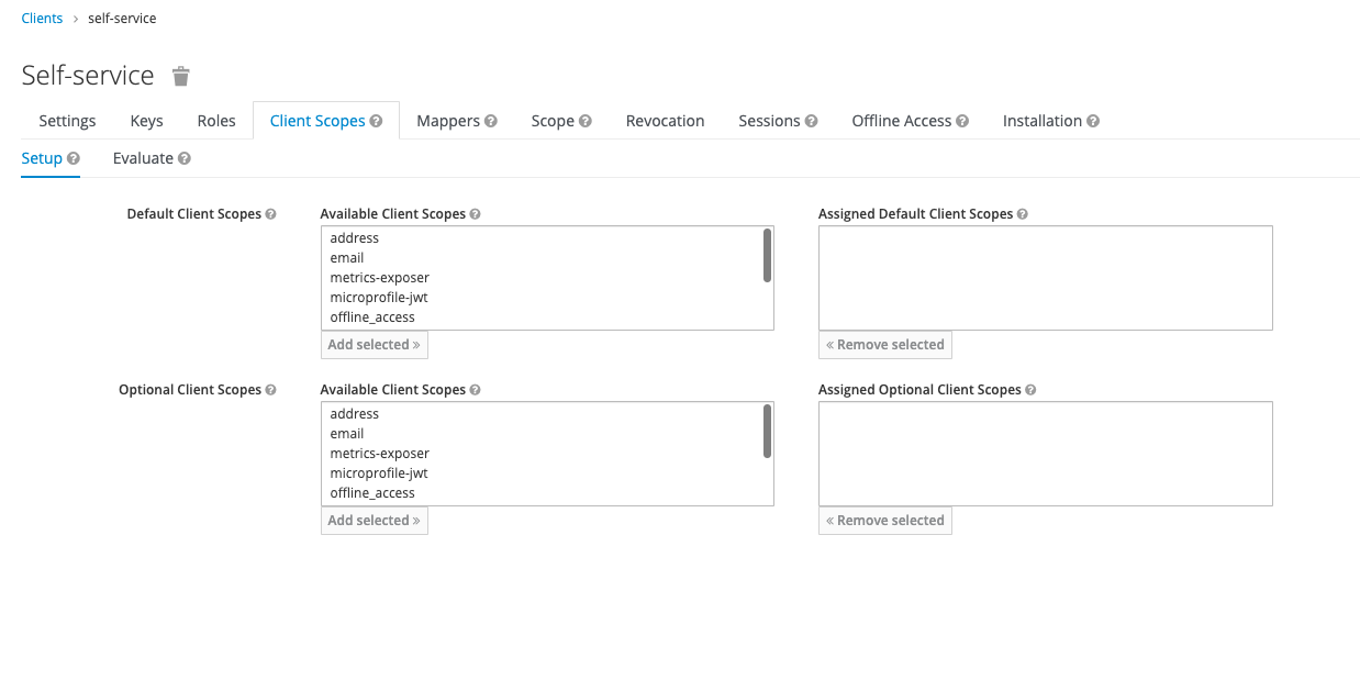 Keycloak Self-Service Client Scopes